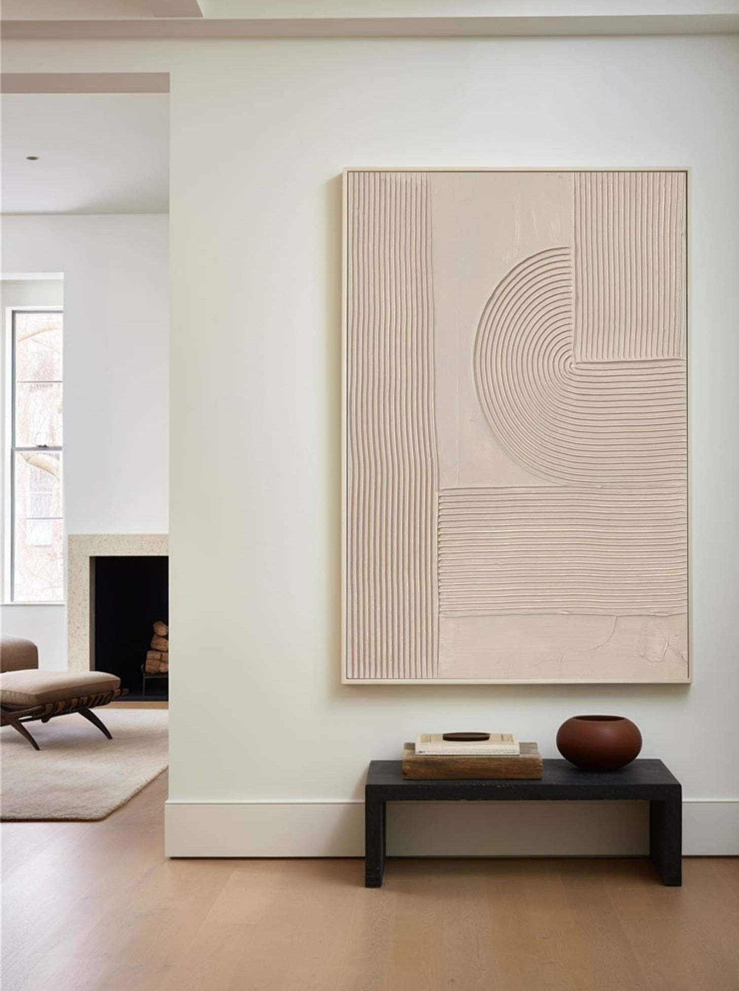 Peinture abstraite minimaliste beige #ABAV265