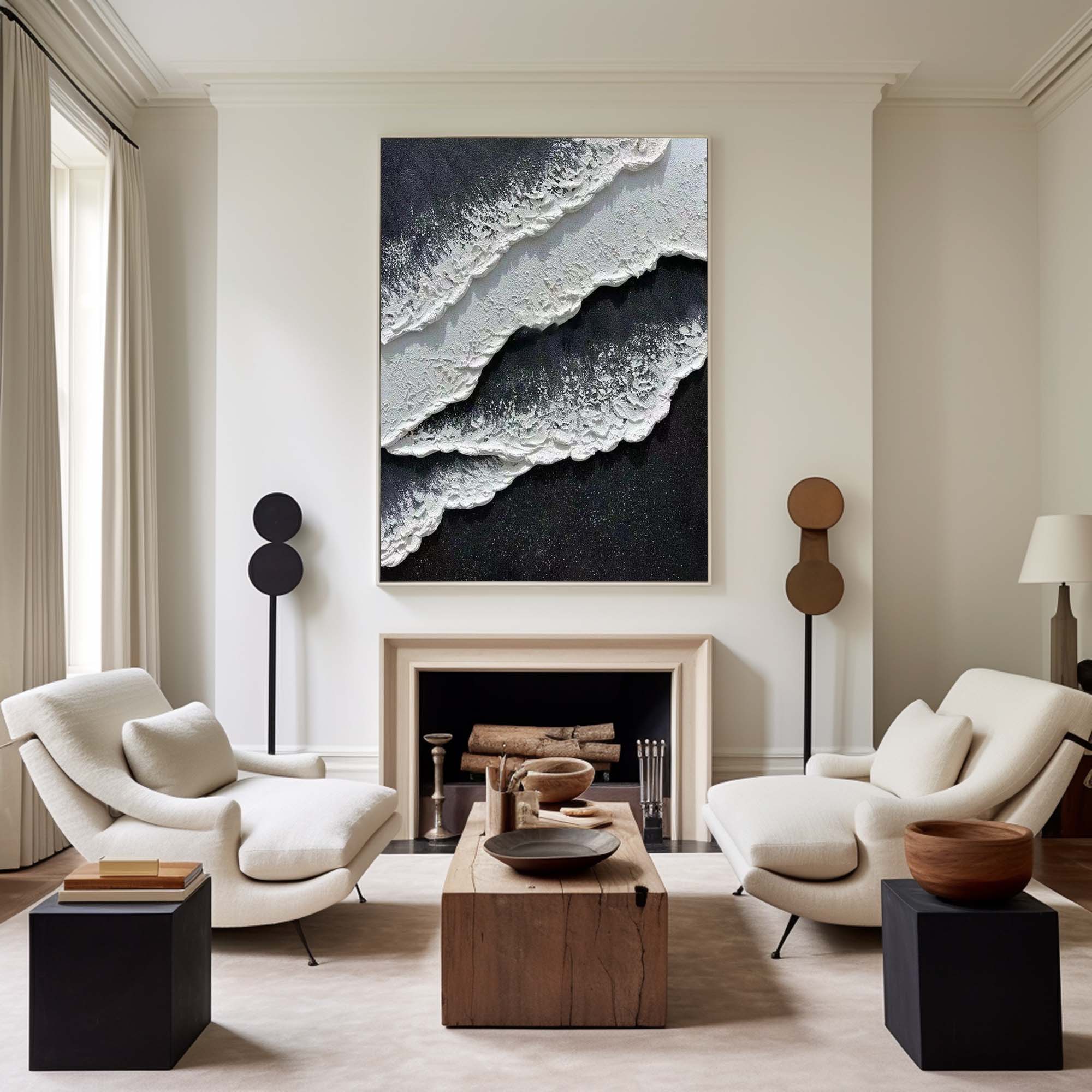 Black And White Seascape Painting #ABSV27