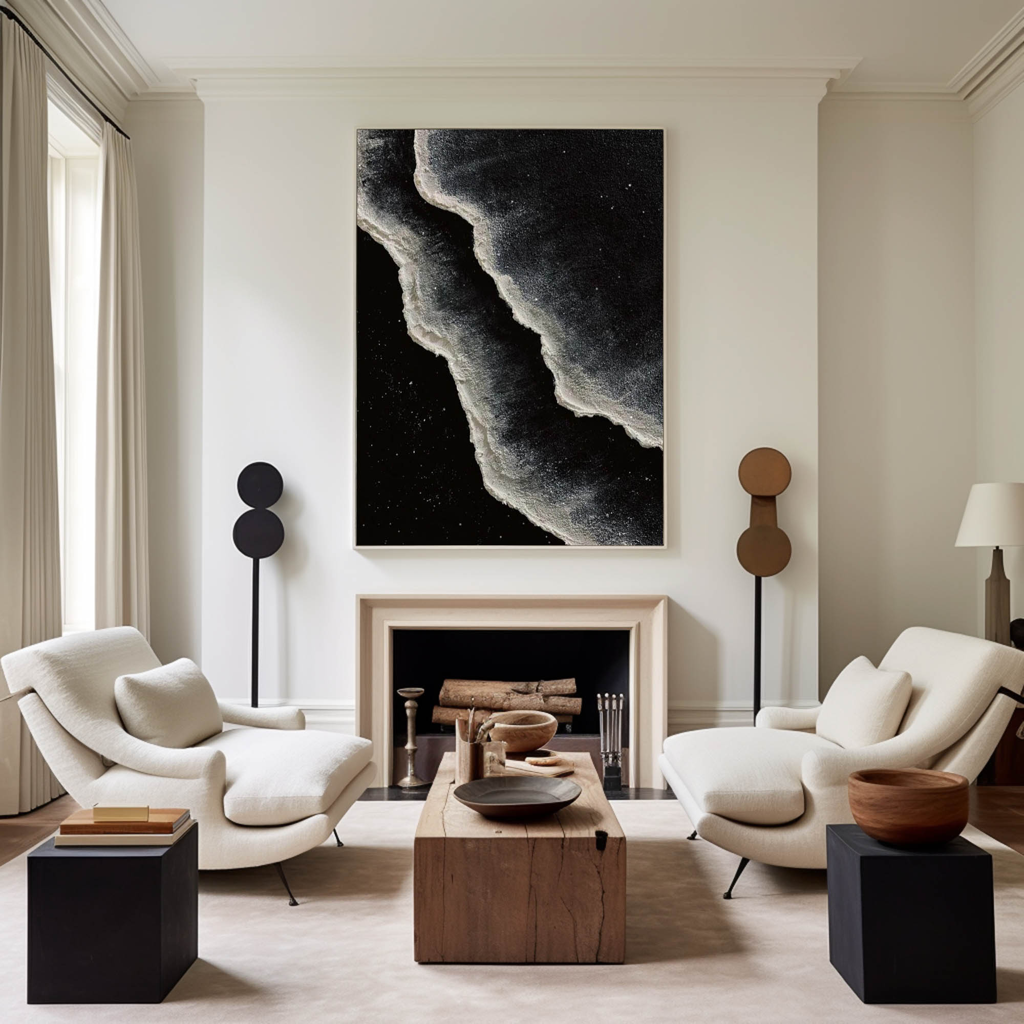 Black And White Seascape Painting #ABSV26