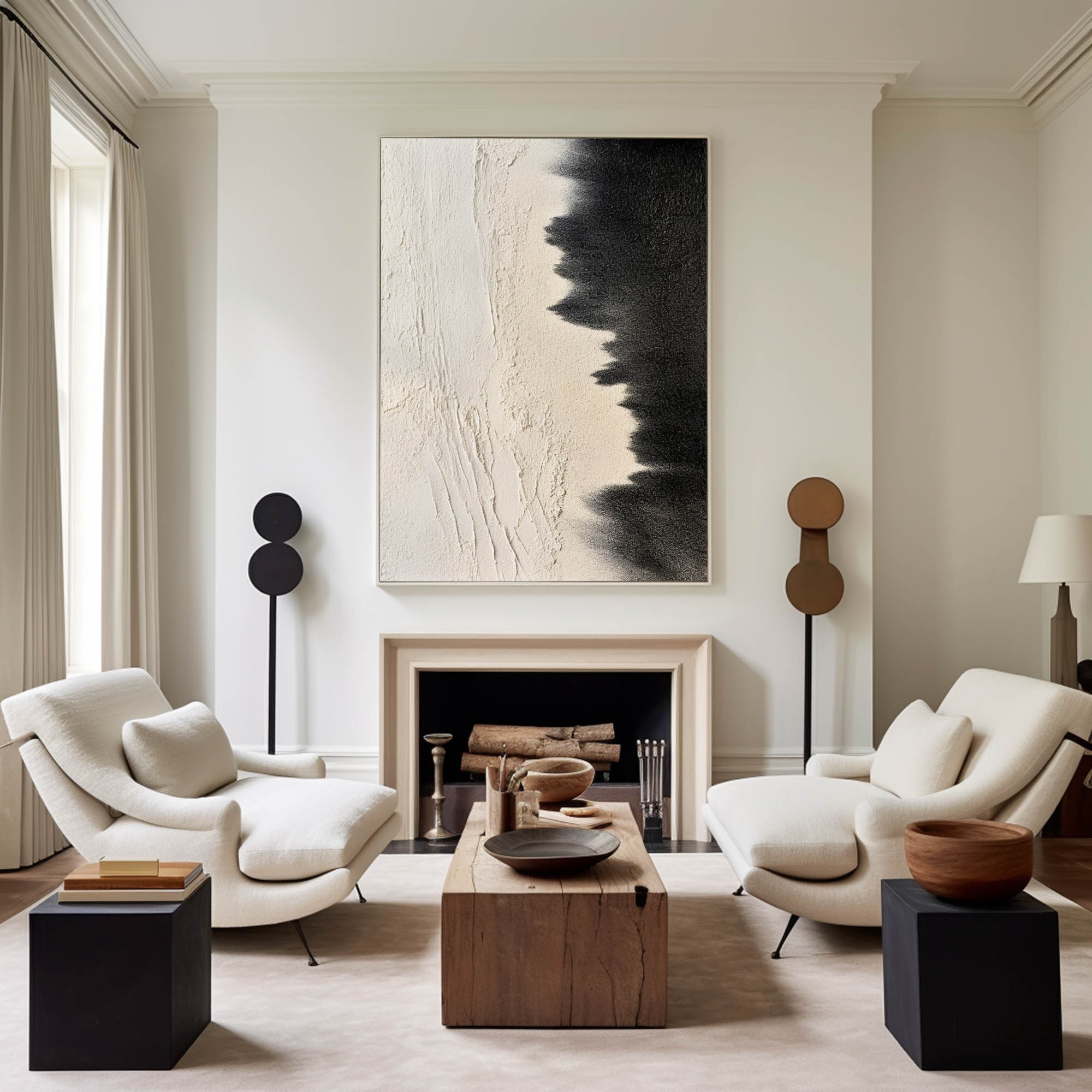 Black And Beige Seascape Painting #ABSV30