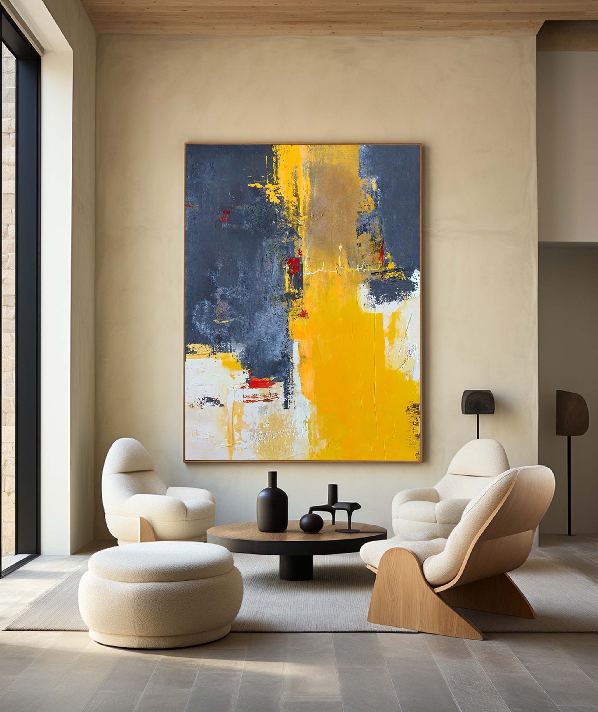 Abstract Orange Gray Painting #ABAV13