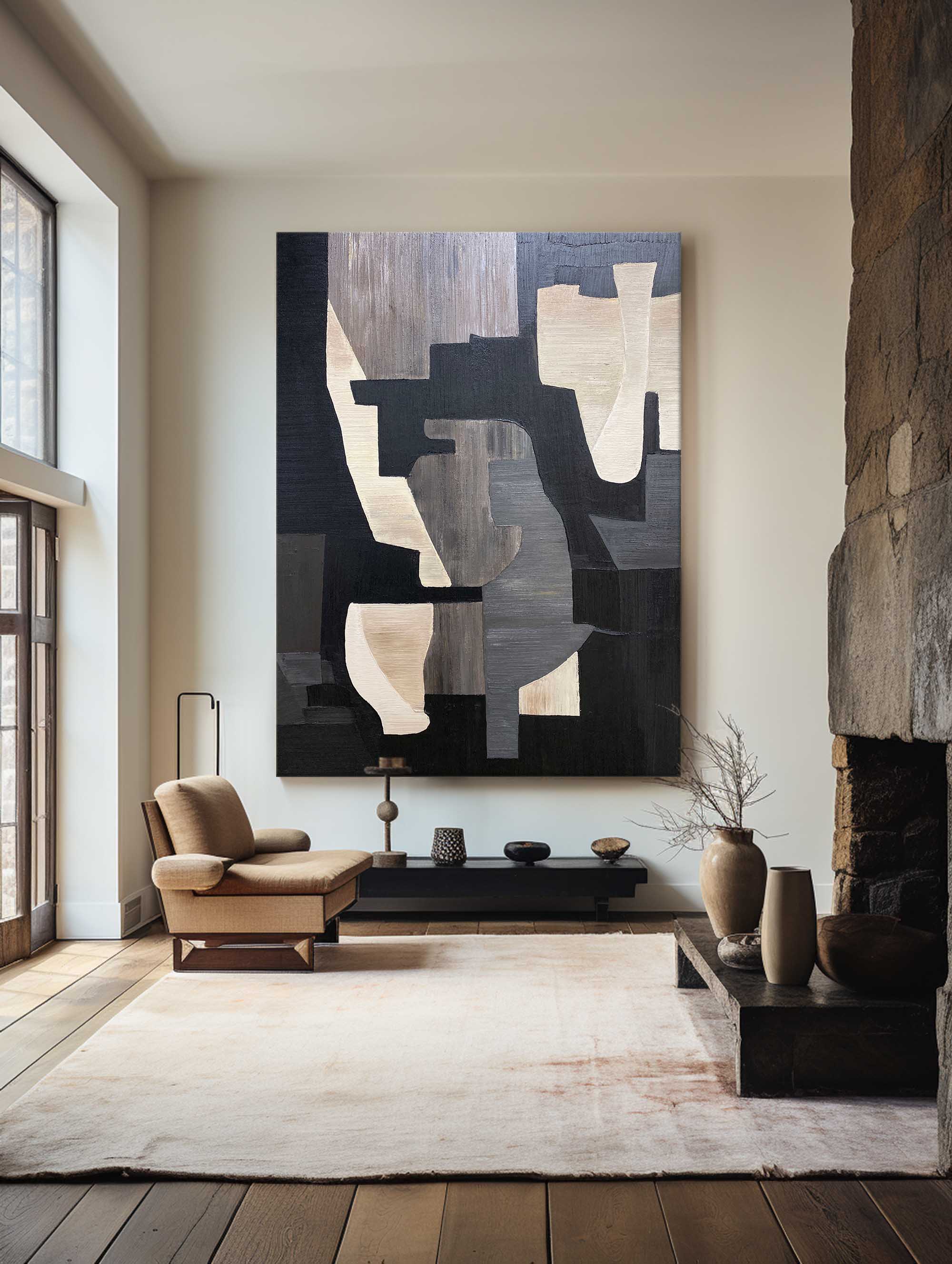 Peinture abstraite noir et marron #ABAV280