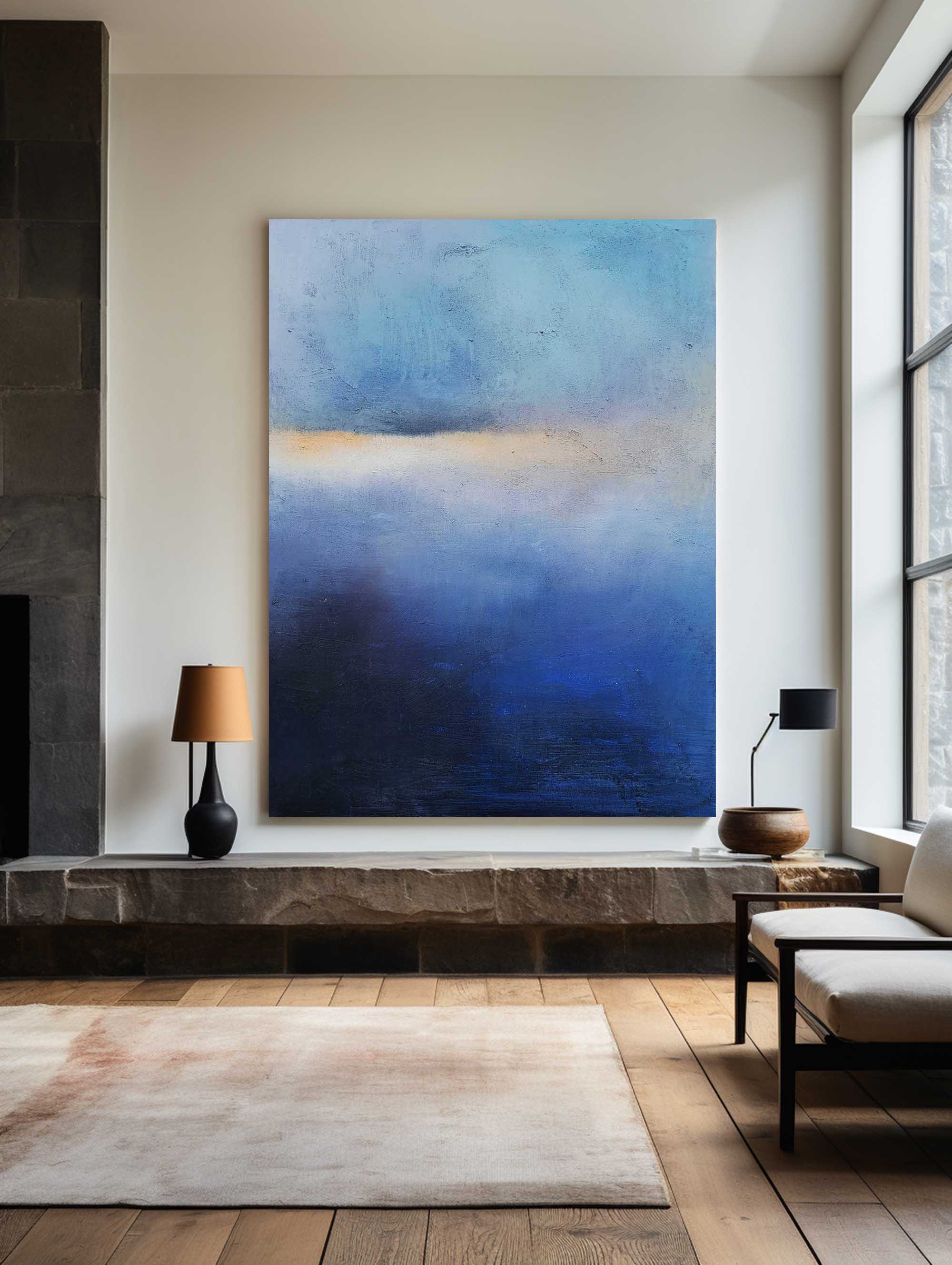 Peinture abstraite de coucher de soleil sur l’océan #ABSV11