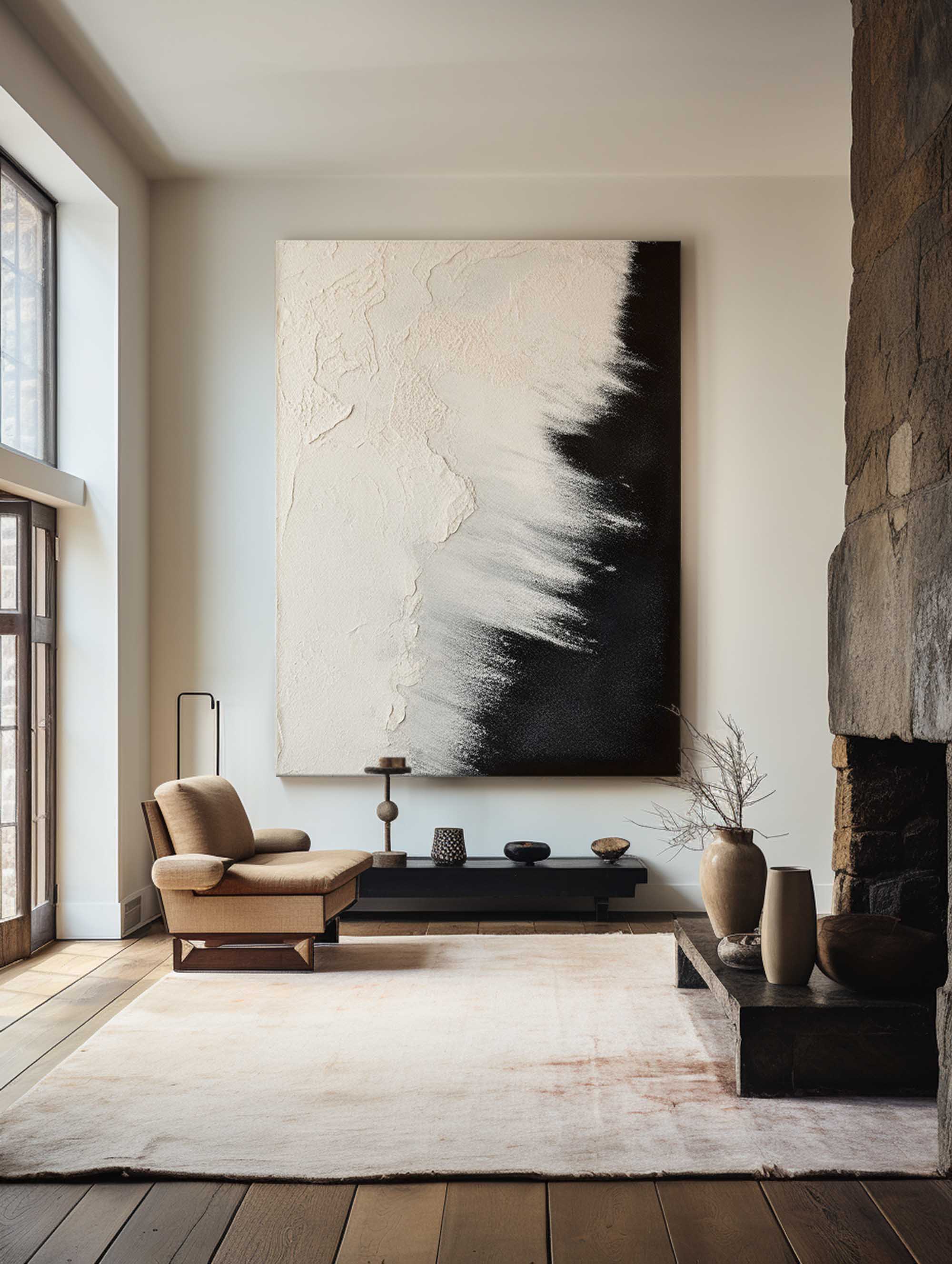 Black And Beige Seascape Painting #ABSV32