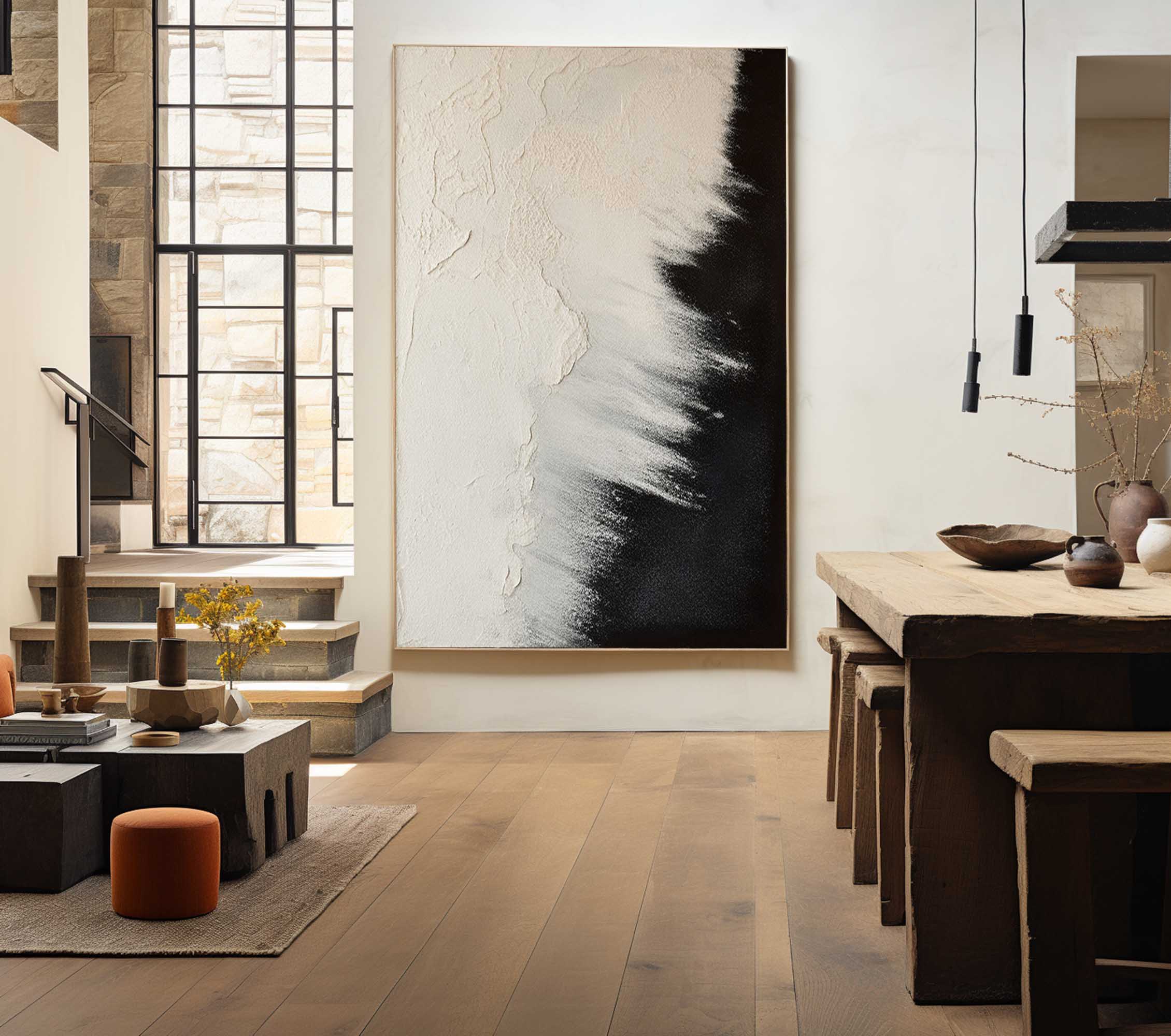 Black And Beige Seascape Painting #ABSV32