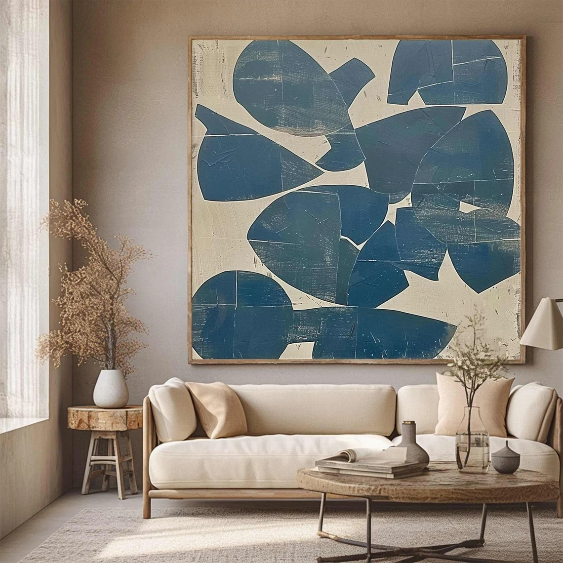 Blue Geometric Wall Art - Abstract Canvas Art #BGA 029