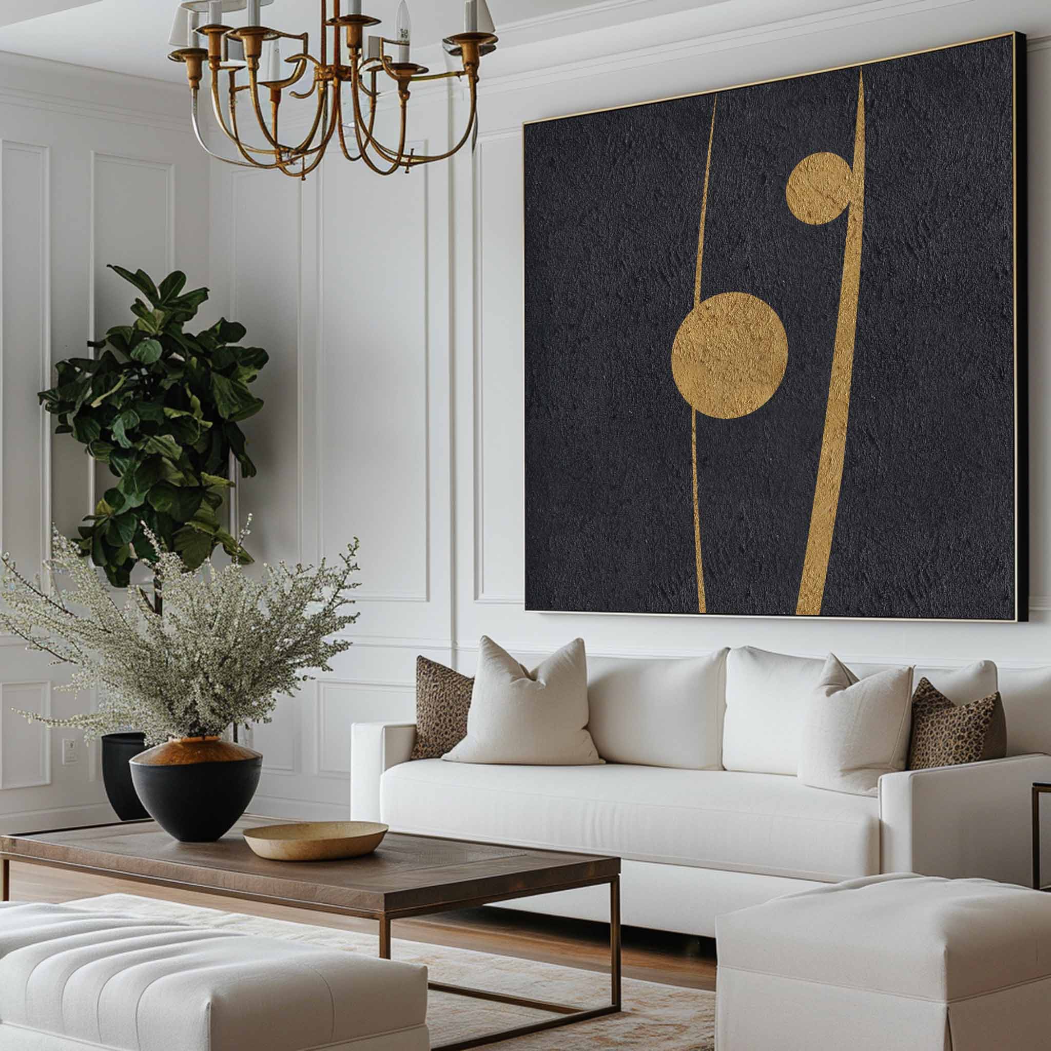 Black Gold Abstract Minimalist Painting #ABAS37