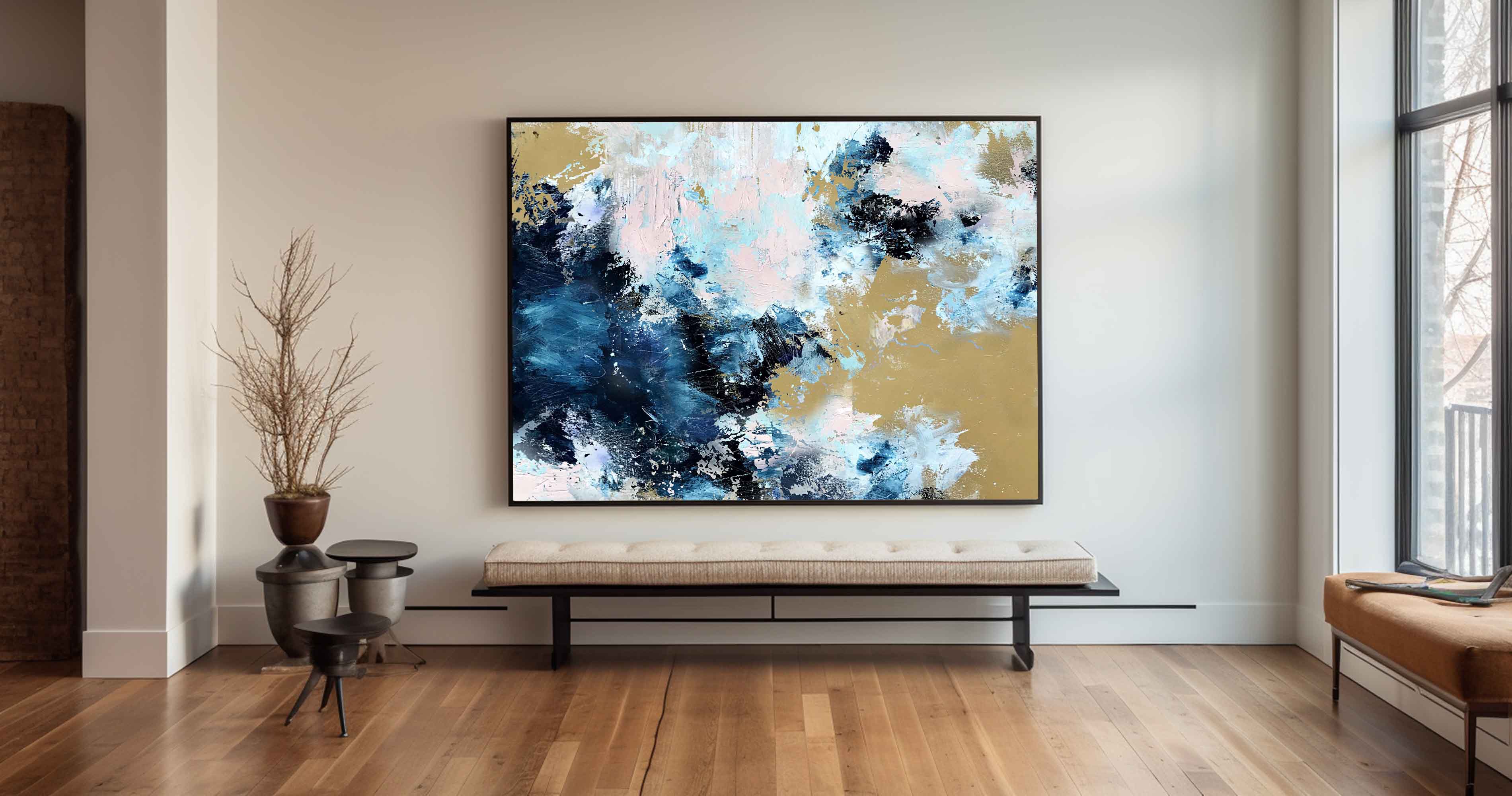 Blue And Gold Abstract Art #ABAH26
