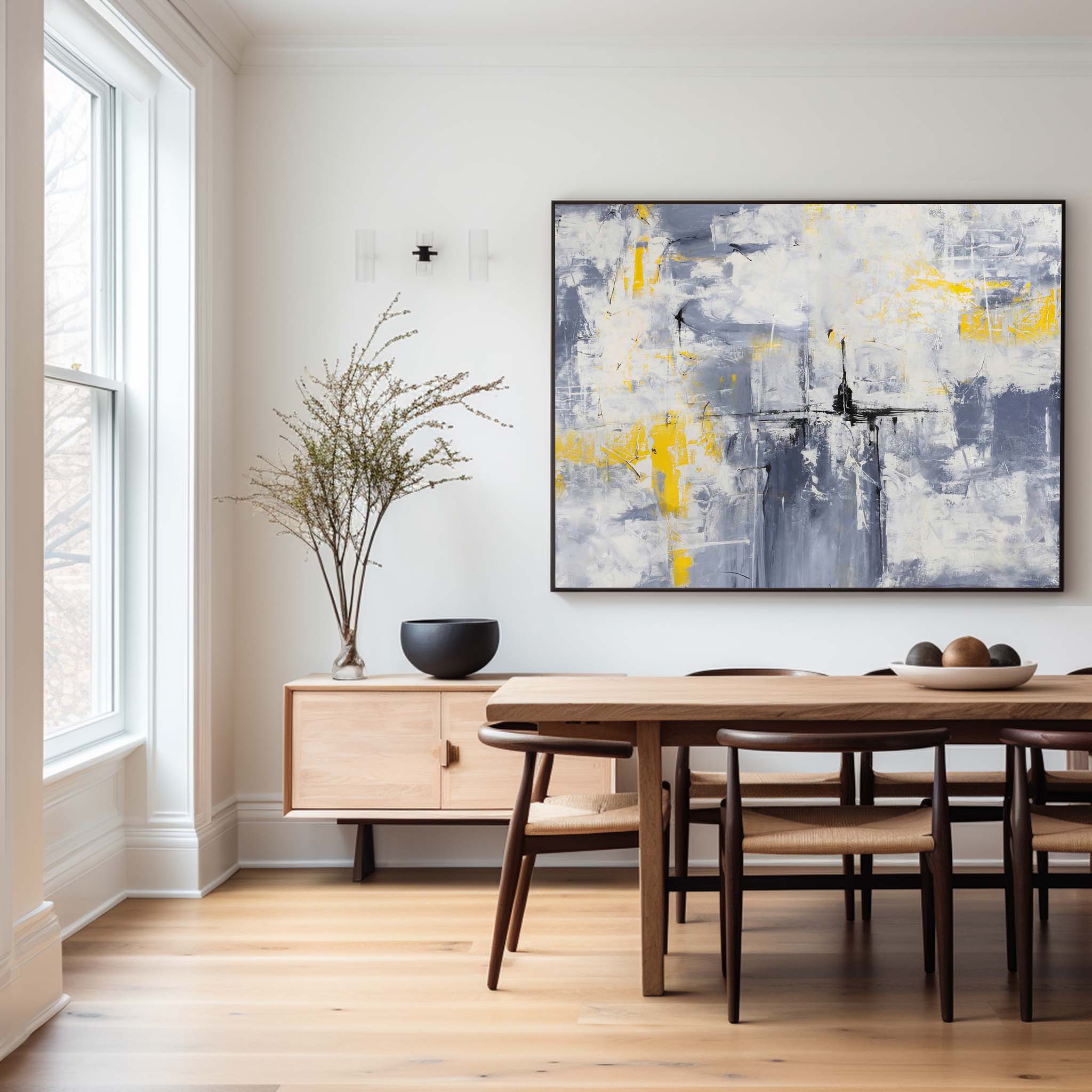 Gray Orange Abstract Painting #ABAH21