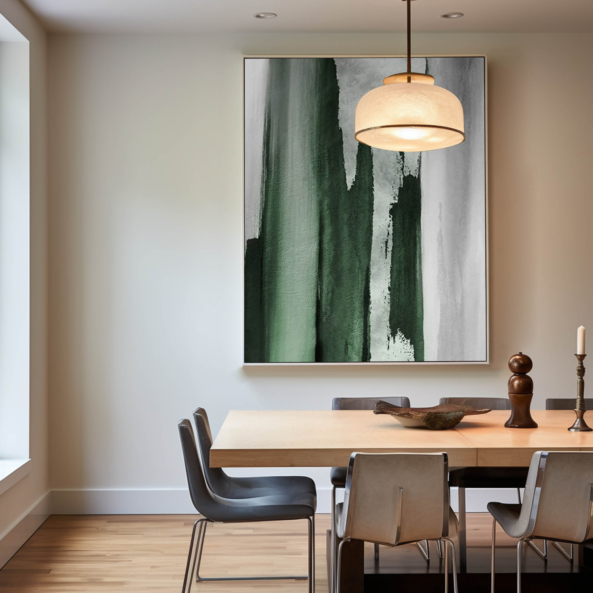 Green And Gold Abstract Painting #ABAV132