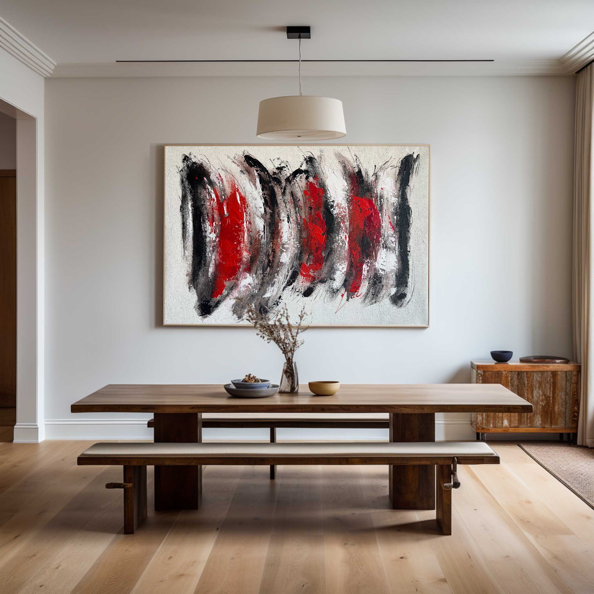 Black And Red Abstract Painting #ABAH58