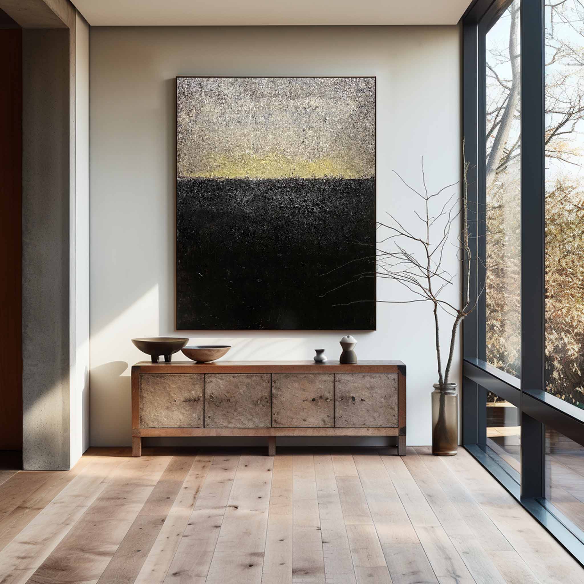Black And Gold Minimalist Painting #ABAV169