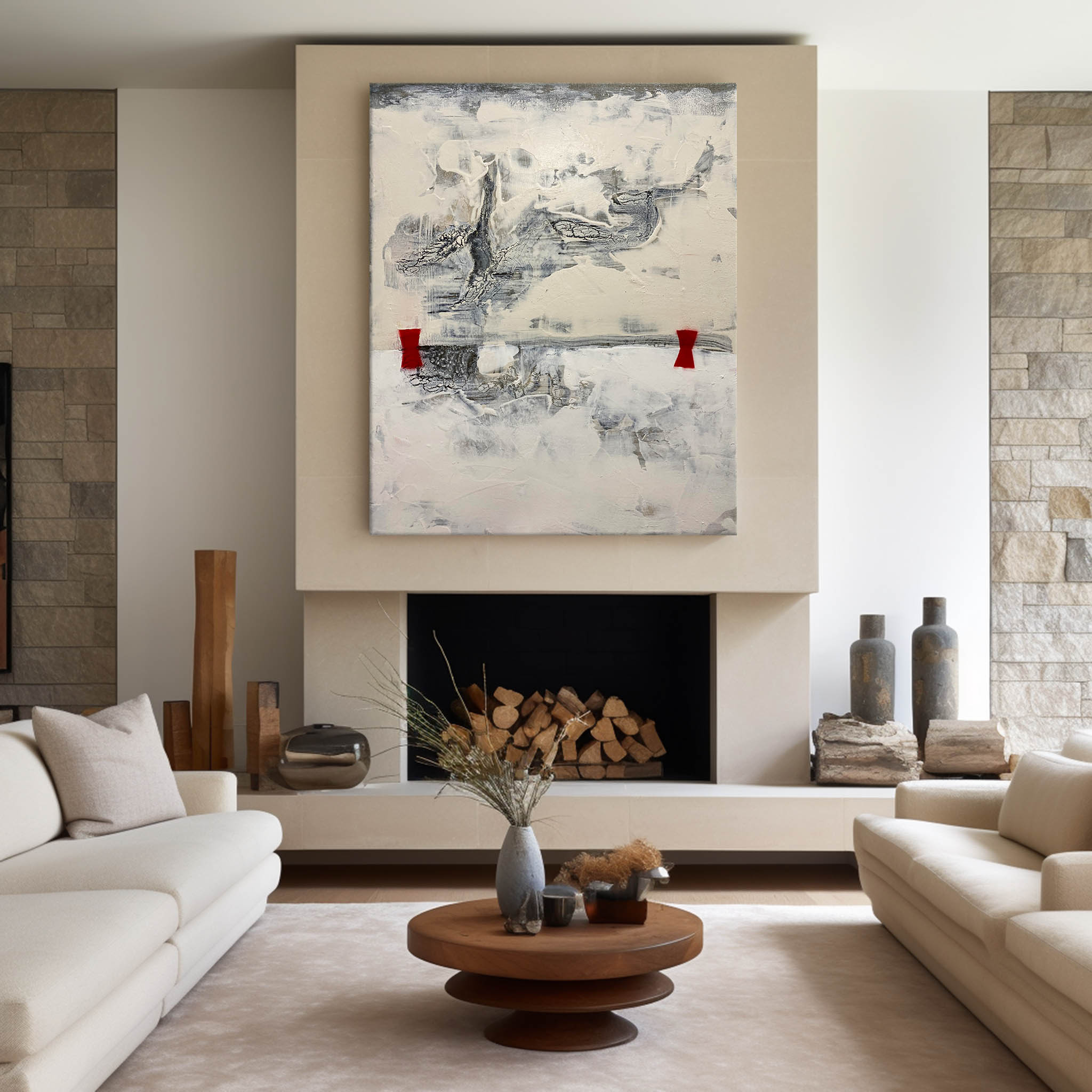 Peinture abstraite beige #ABAV175