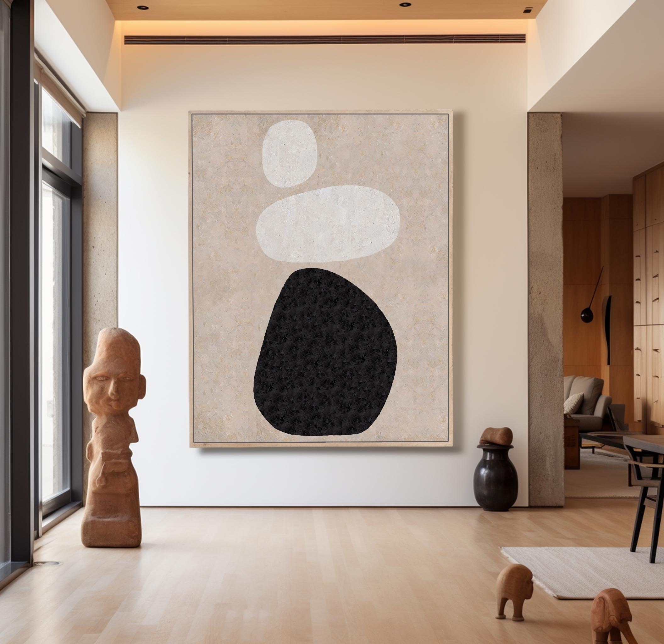 Peinture abstraite minimaliste beige #ABAV195