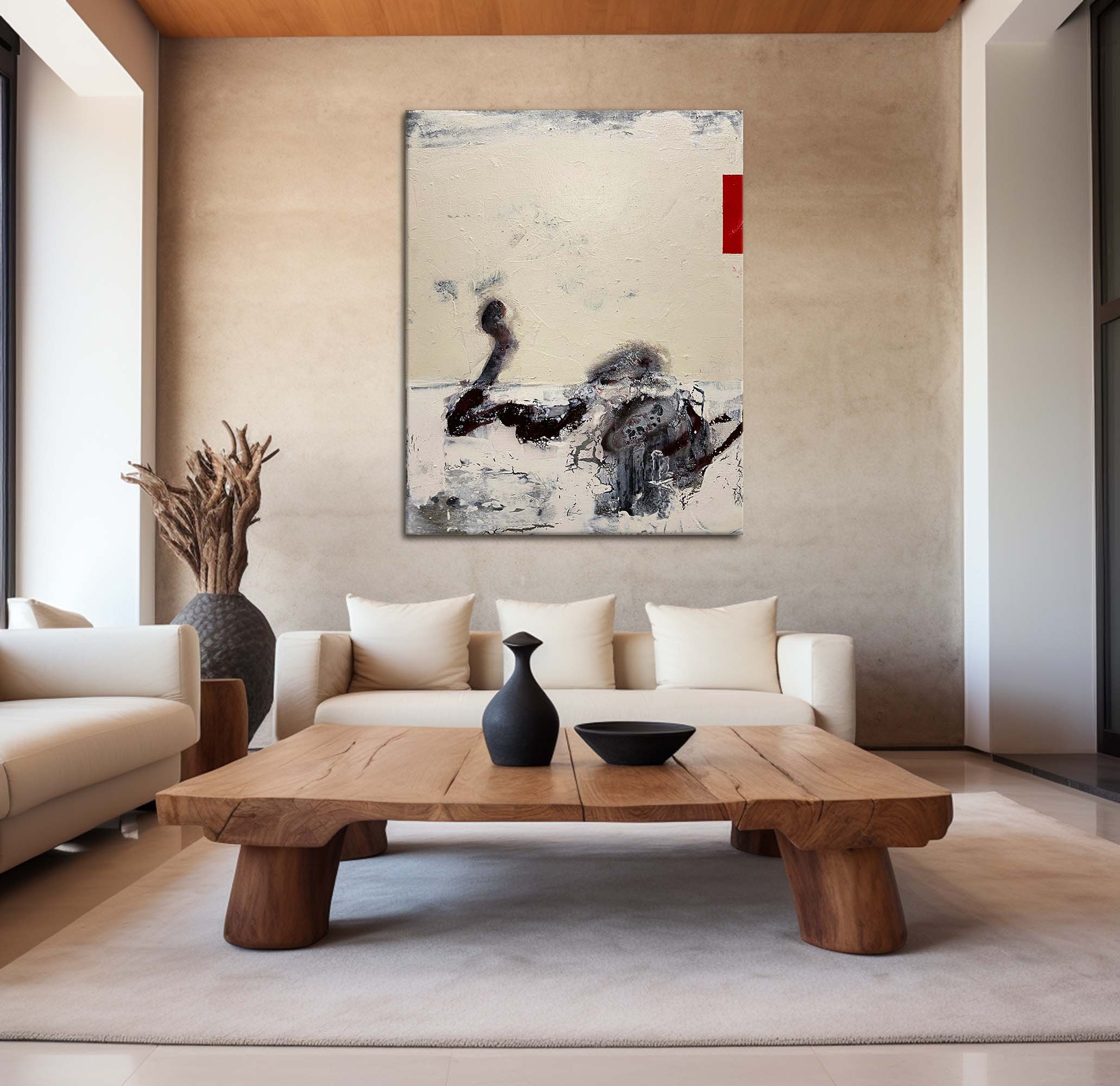 Peinture abstraite beige #ABAV176