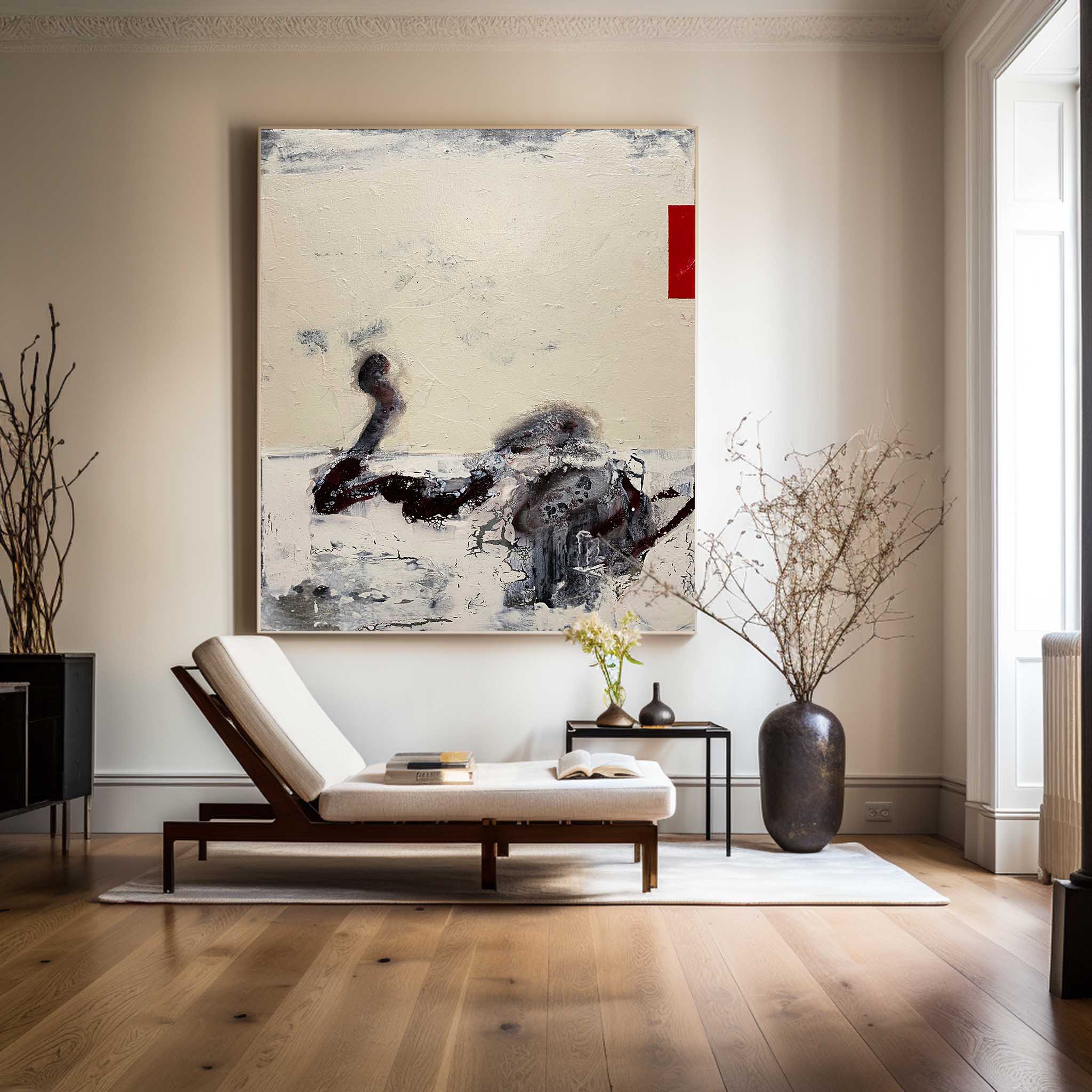Peinture abstraite beige #ABAV176