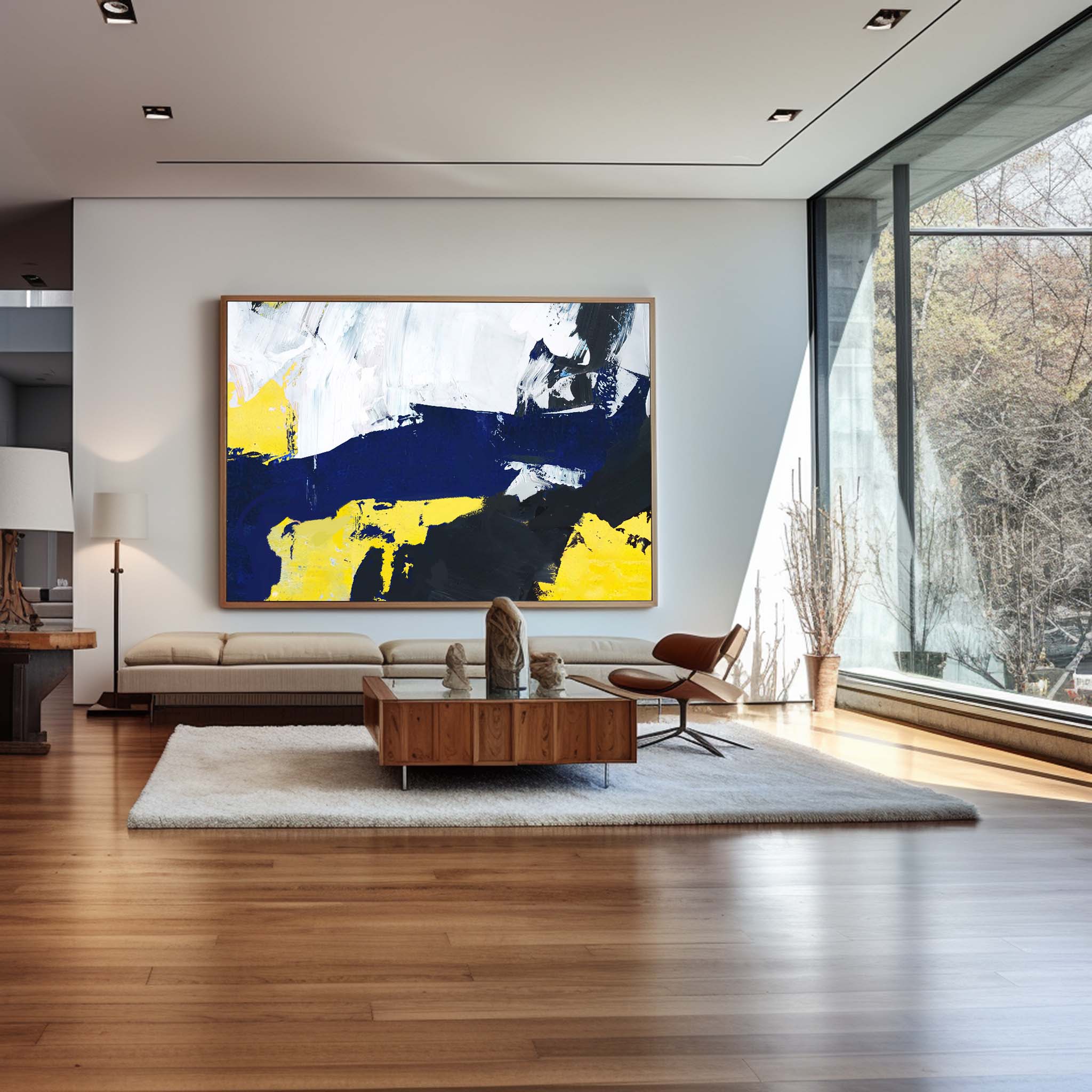 Blue Yellow Abstract Painting #ABAH29