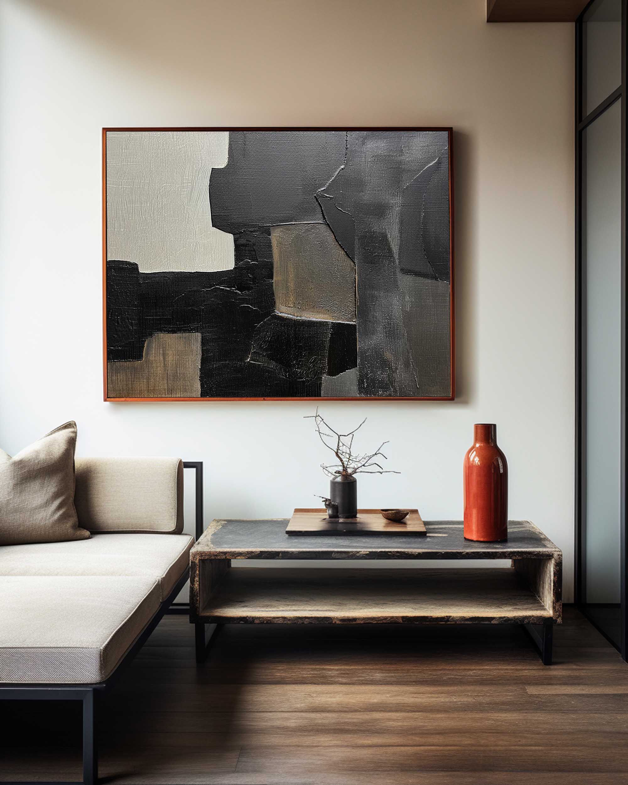 Black And Grey Abstract Painting #ABAH151