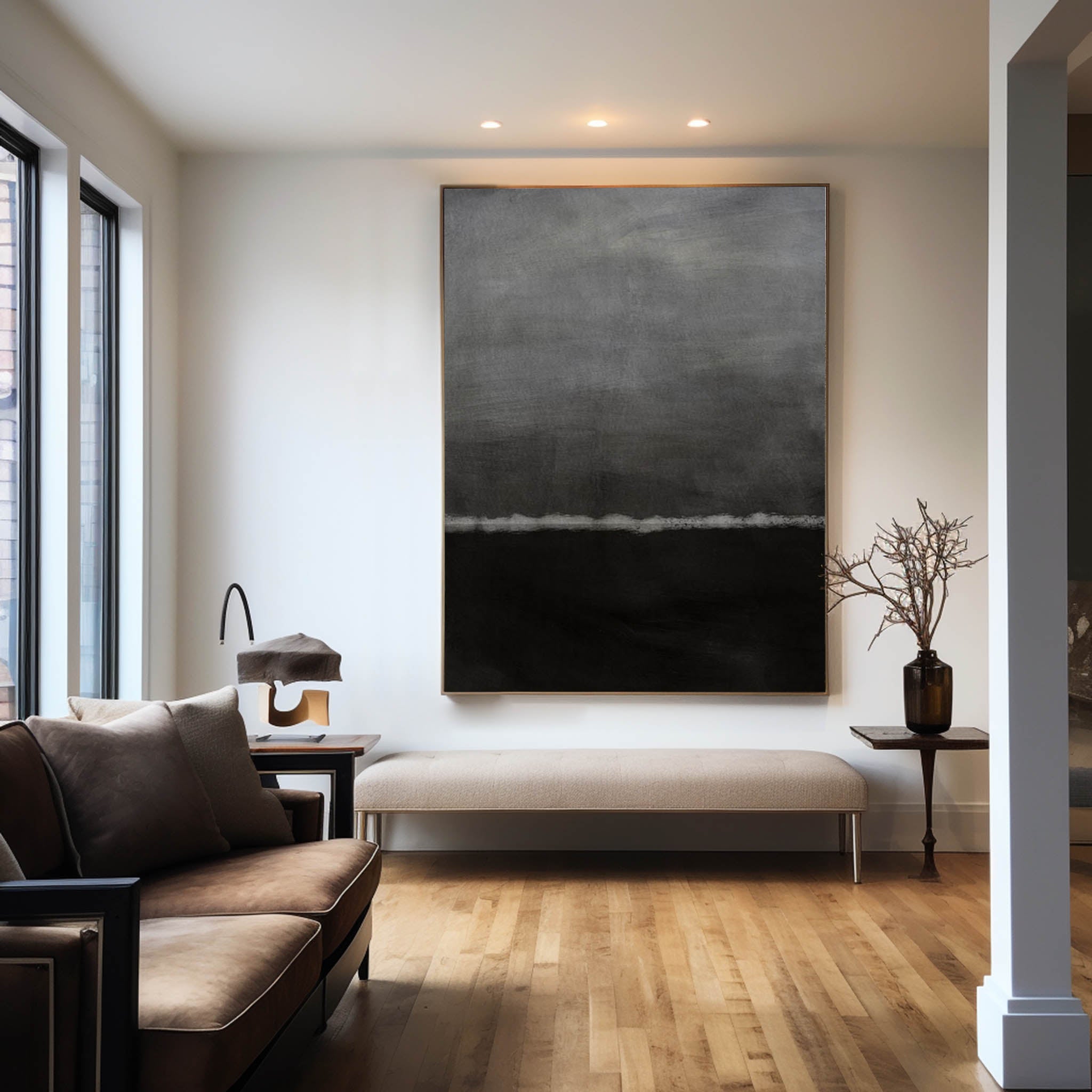 Abstract Dark Grey Painting #ABAV154