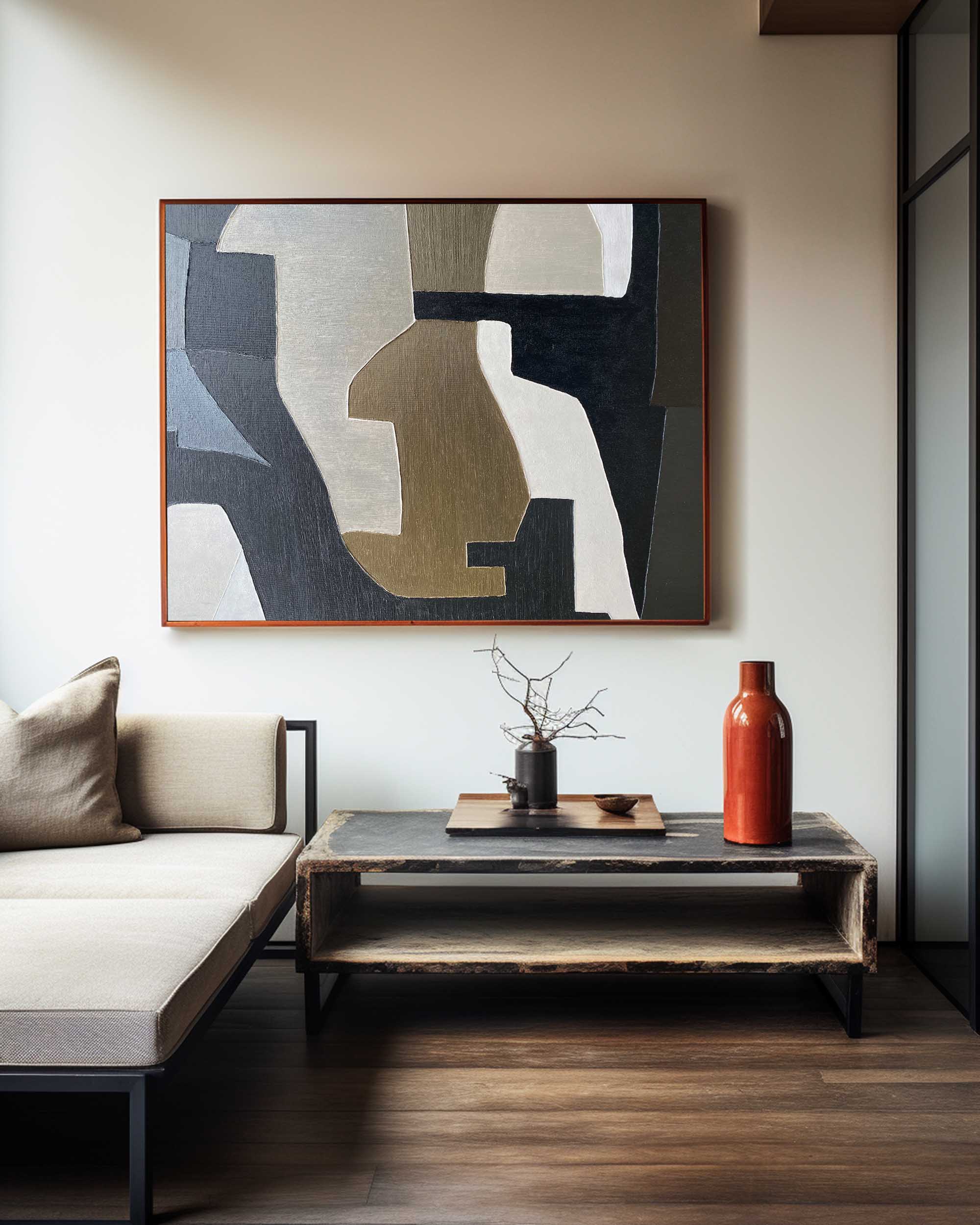 Black And Brown Abstract Painting #ABAH74
