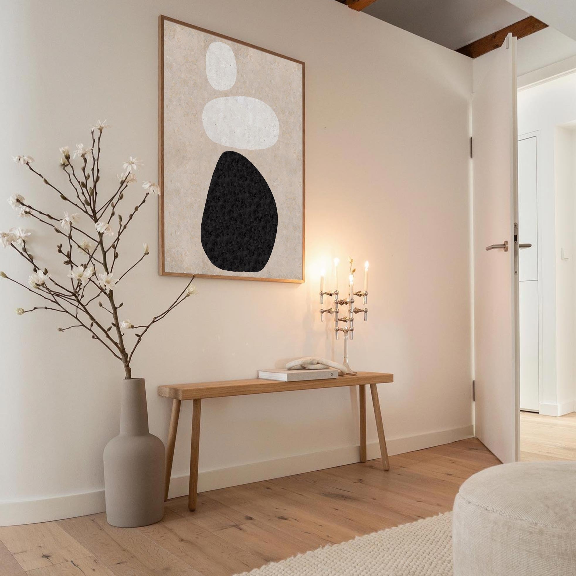 Peinture abstraite minimaliste beige #ABAV195