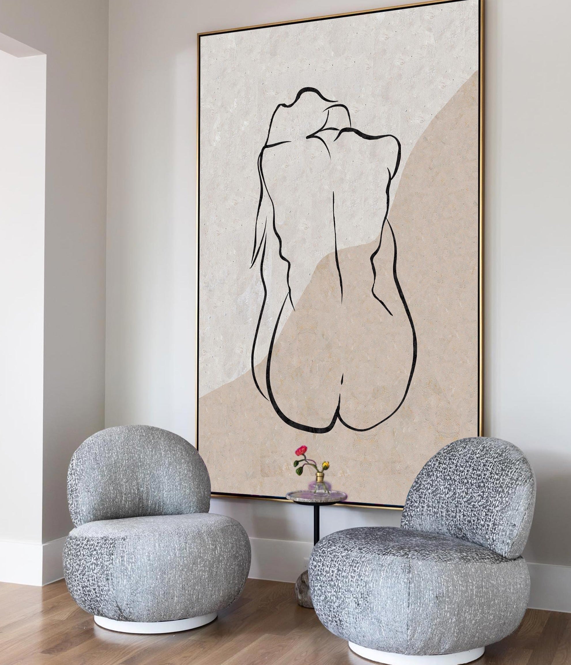 Peinture abstraite minimaliste beige #ABAV202