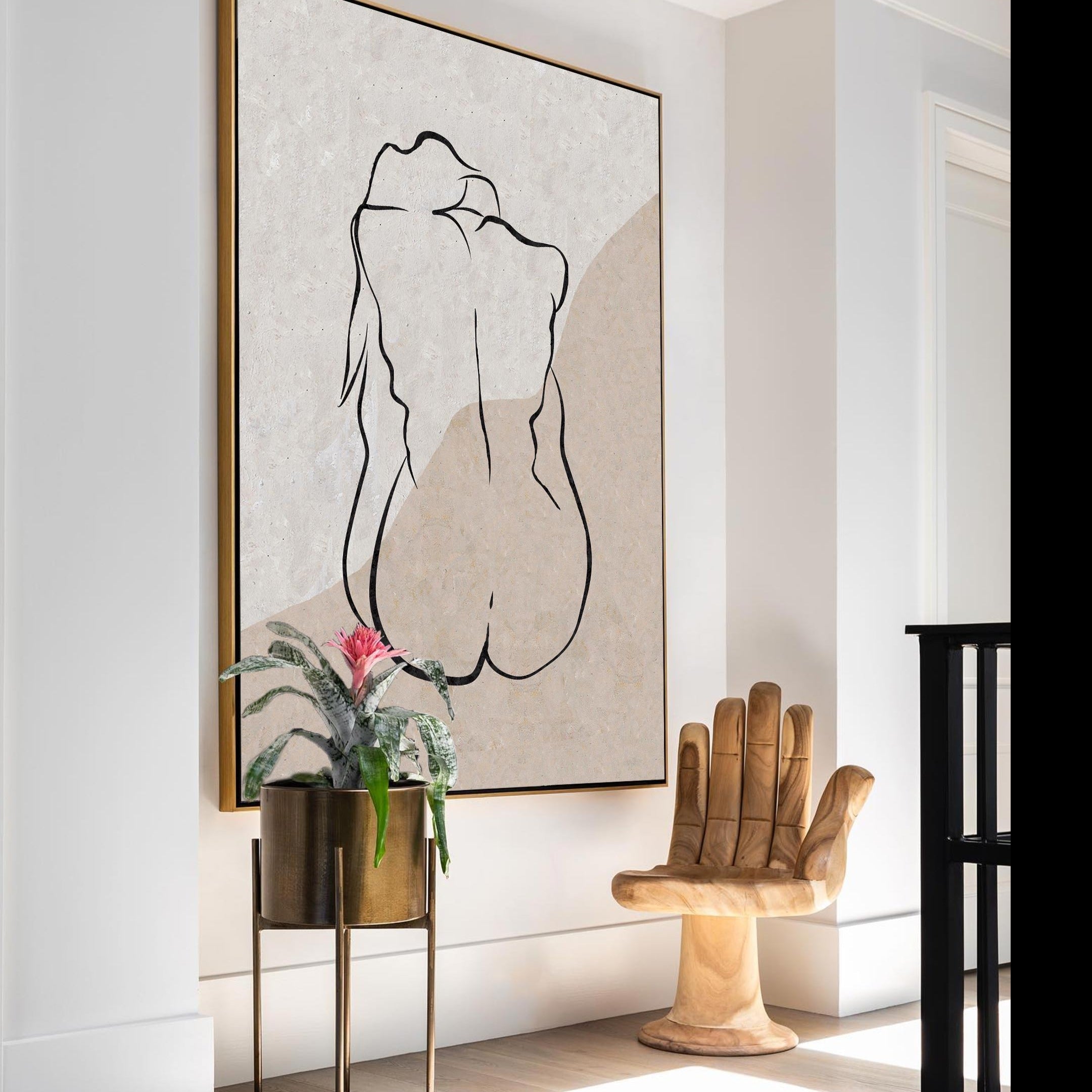 Peinture abstraite minimaliste beige #ABAV202
