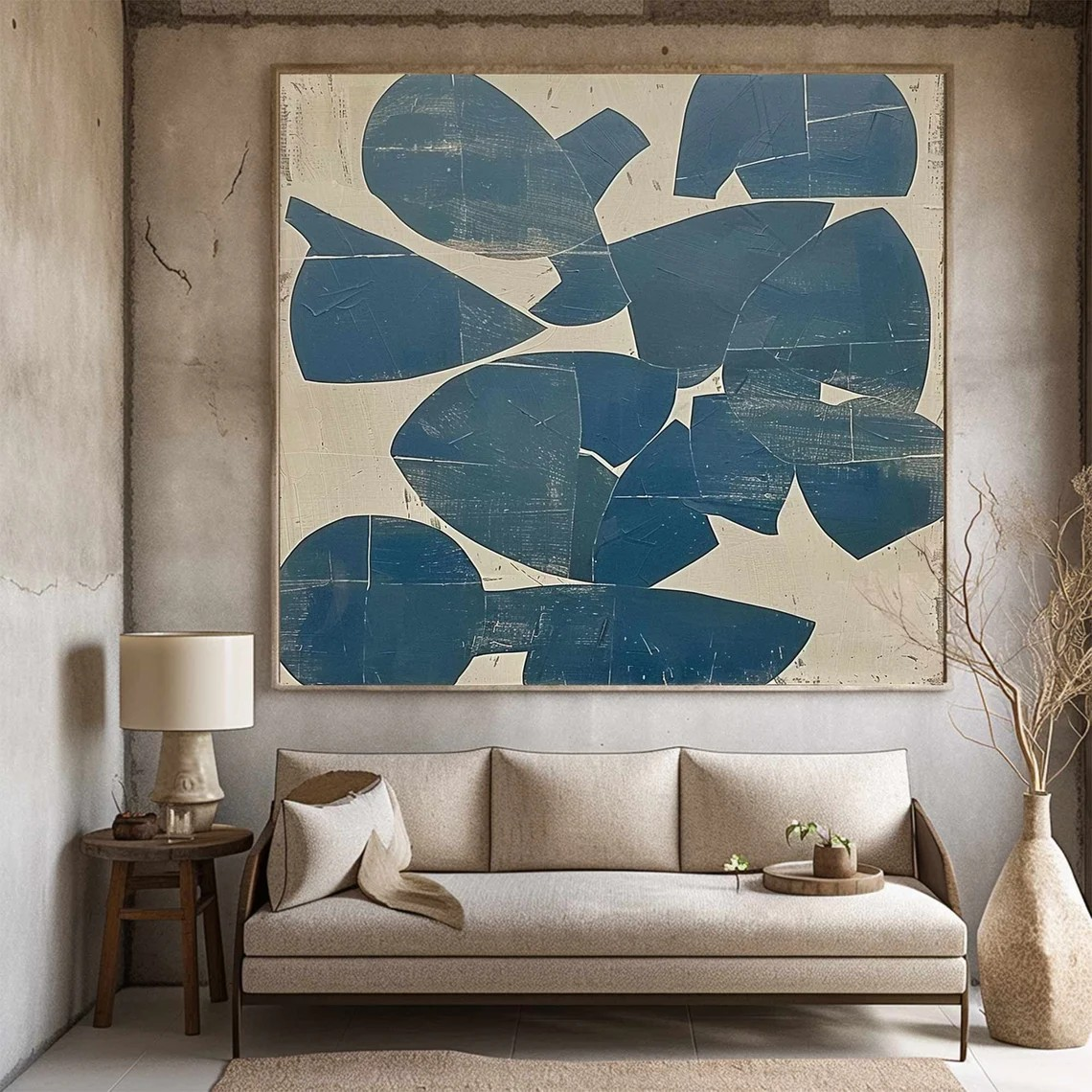 Blue Geometric Wall Art - Abstract Canvas Art #BGA 029