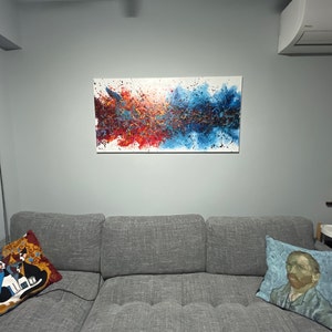 Bold Red and Blue Abstract Wall Art ¨C Large Canvas Art #CWA 009