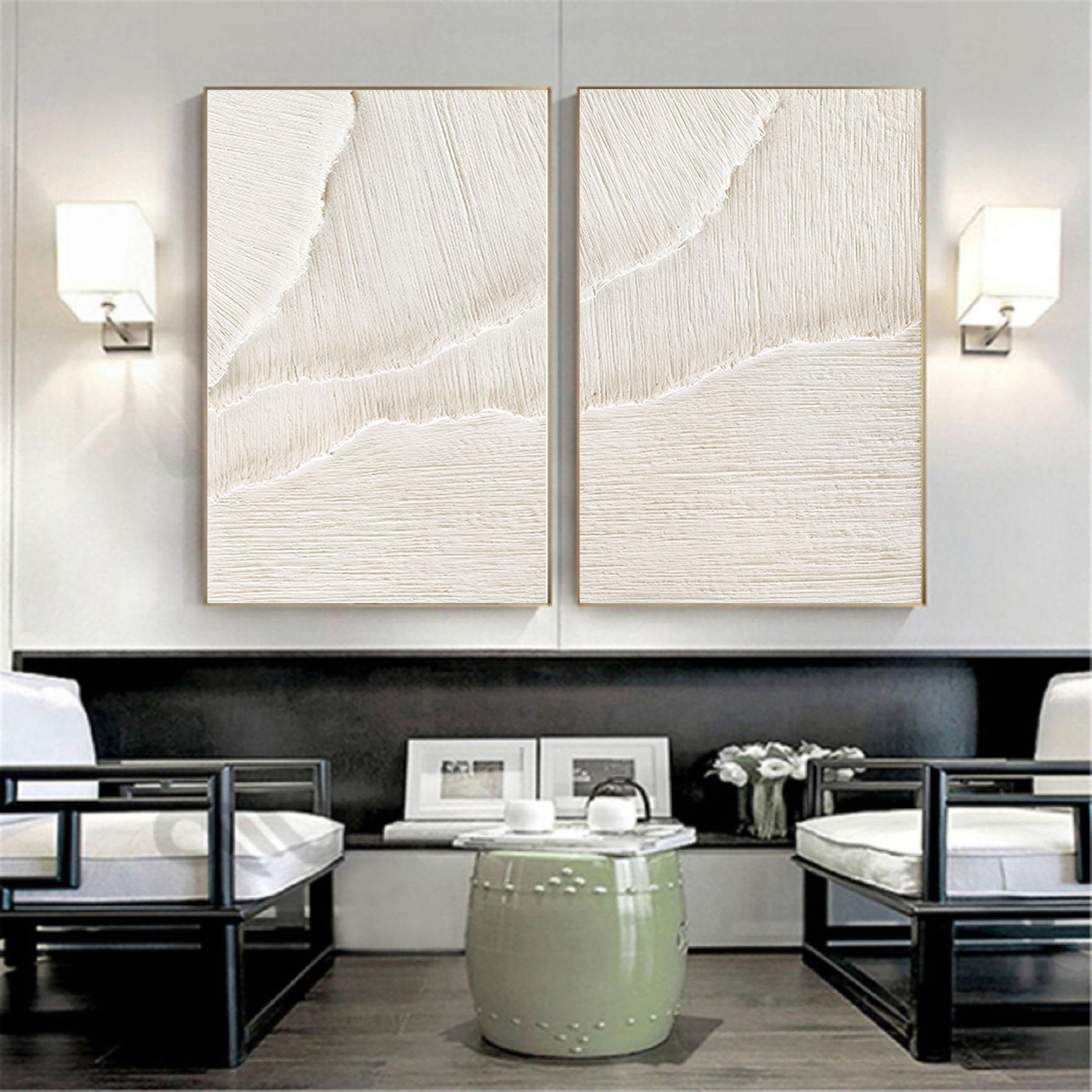White Minimalist Painting Set Of 2 #WMS 002