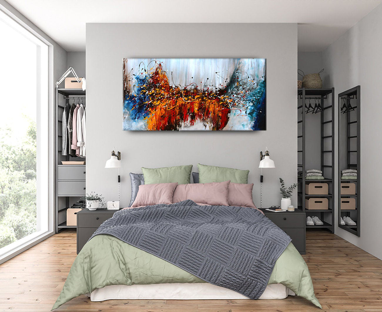 Bold Red and Blue Abstract Wall Art ¨C Large Canvas Art #CWA 009