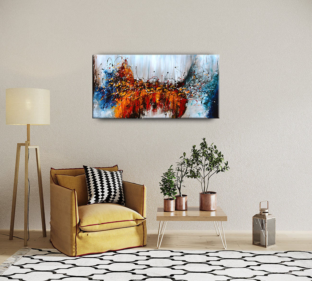 Bold Red and Blue Abstract Wall Art ¨C Large Canvas Art #CWA 009