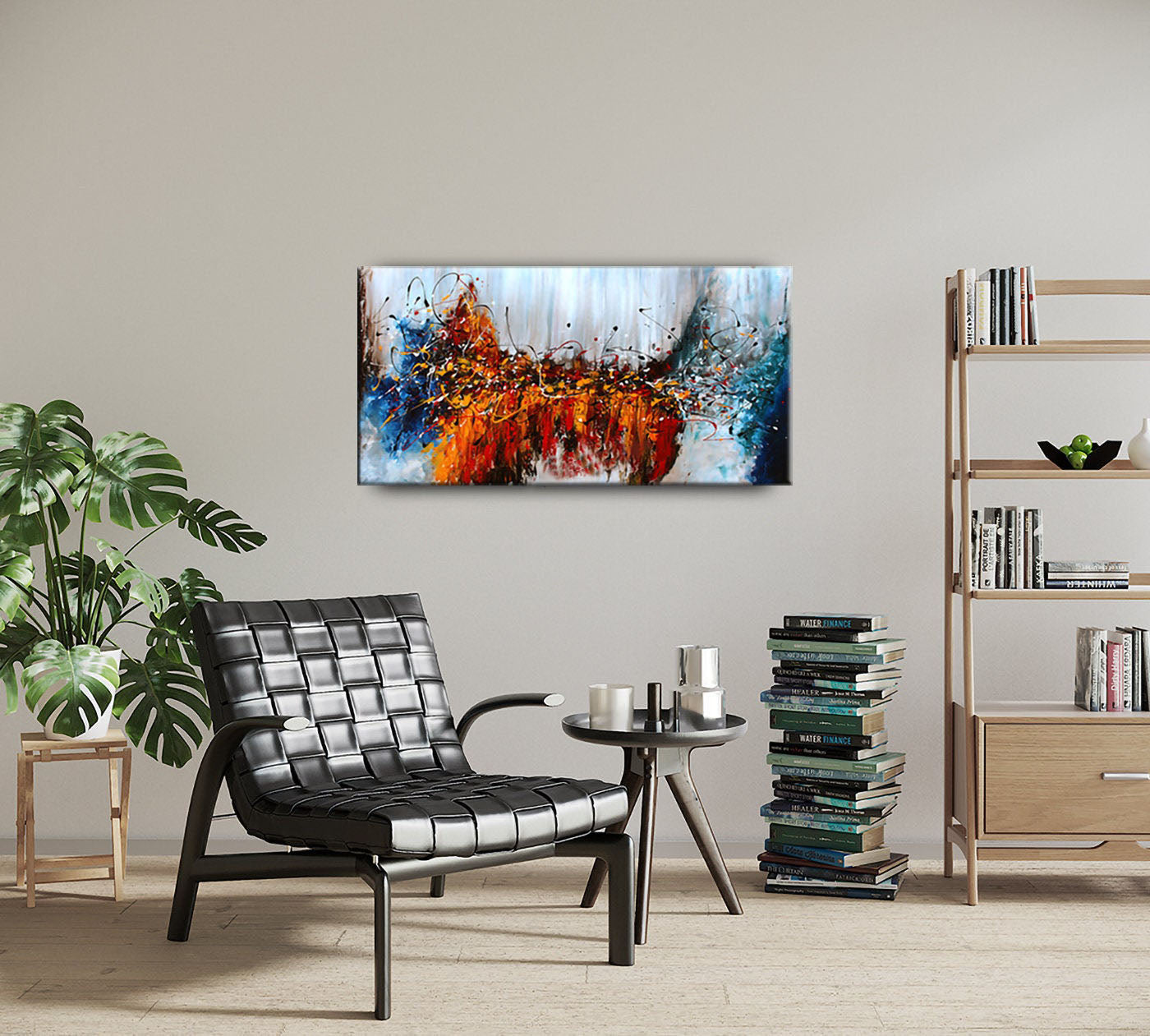 Bold Red and Blue Abstract Wall Art ¨C Large Canvas Art #CWA 009