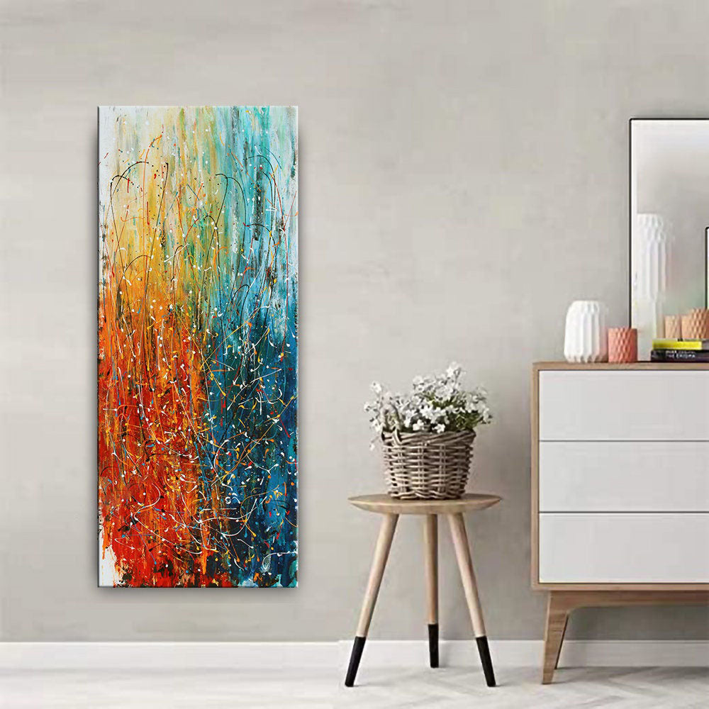 Modern Blue Red Abstract Wall Art ¨C Bold Expressionist Painting #CWA 002