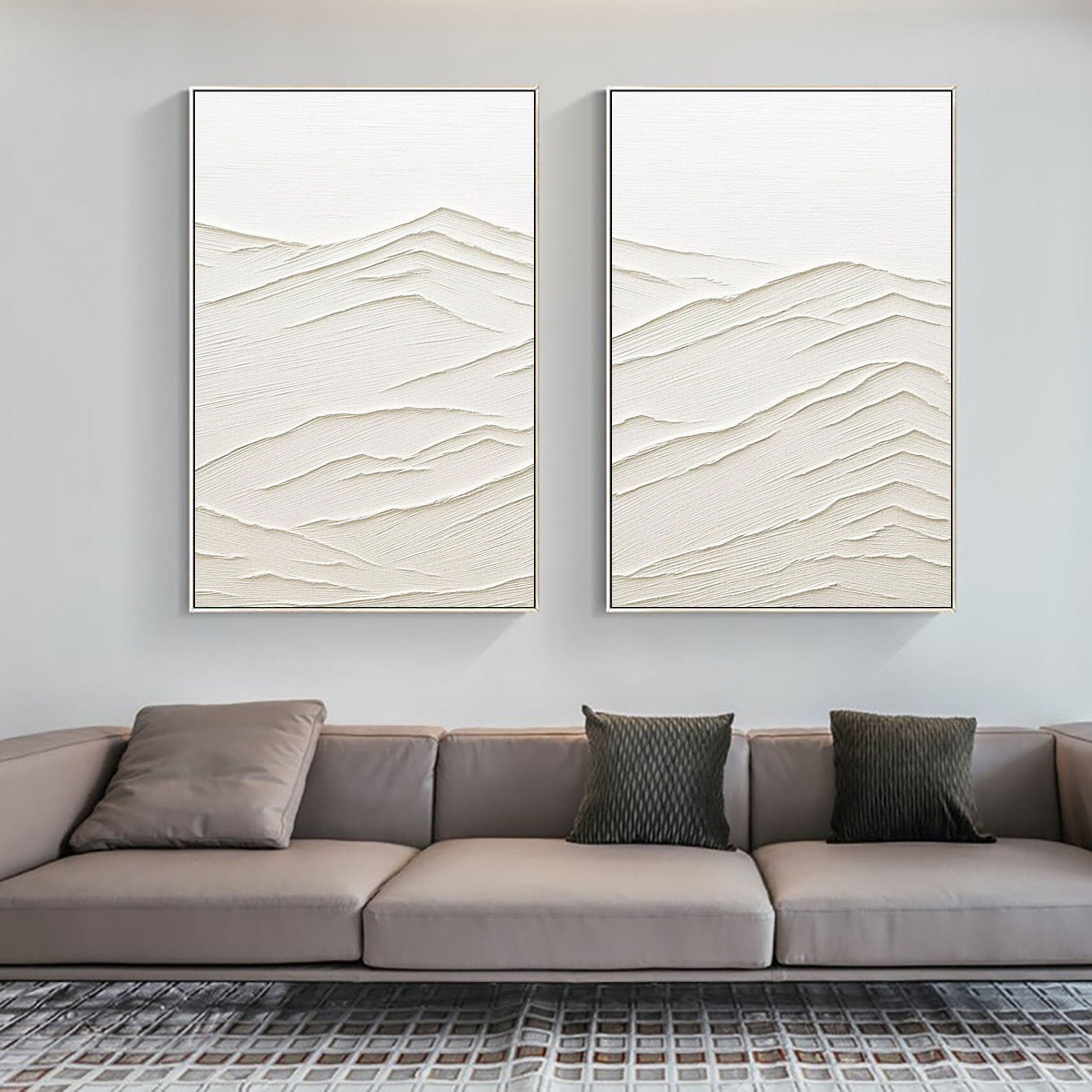 White Minimalist Painting Set Of 2 #WMS 022