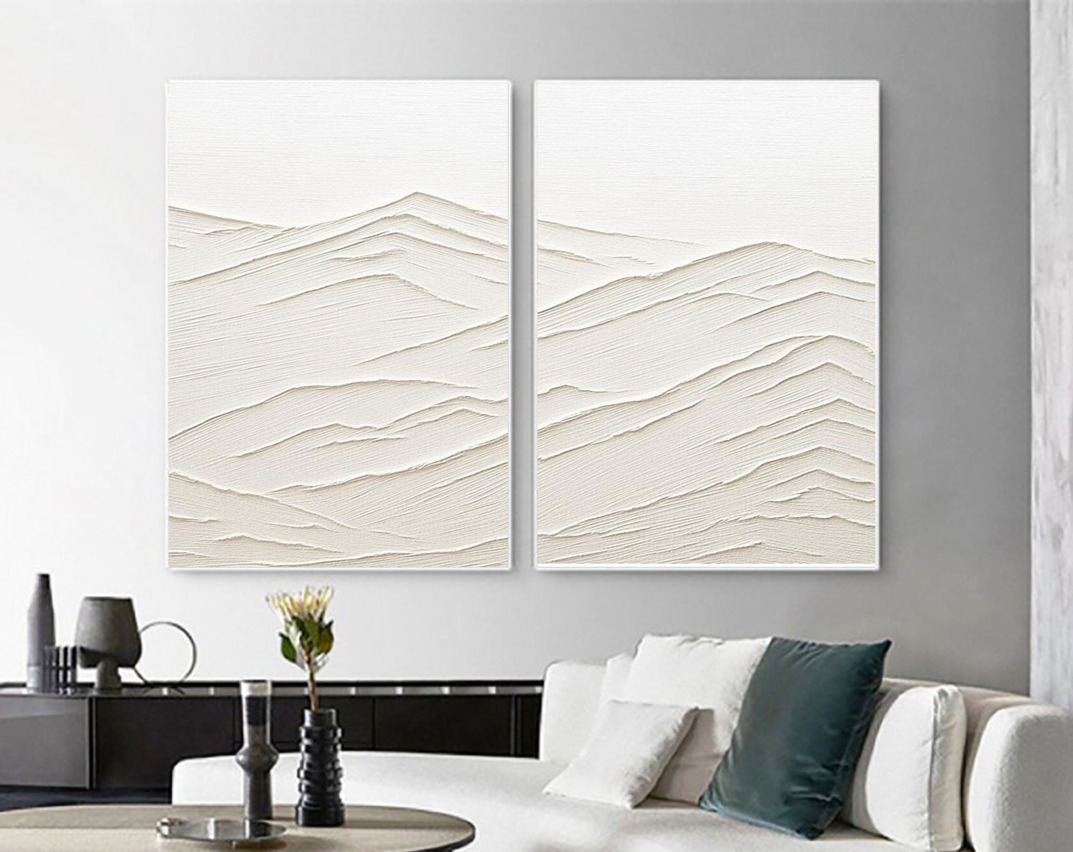 White Minimalist Painting Set Of 2 #WMS 022