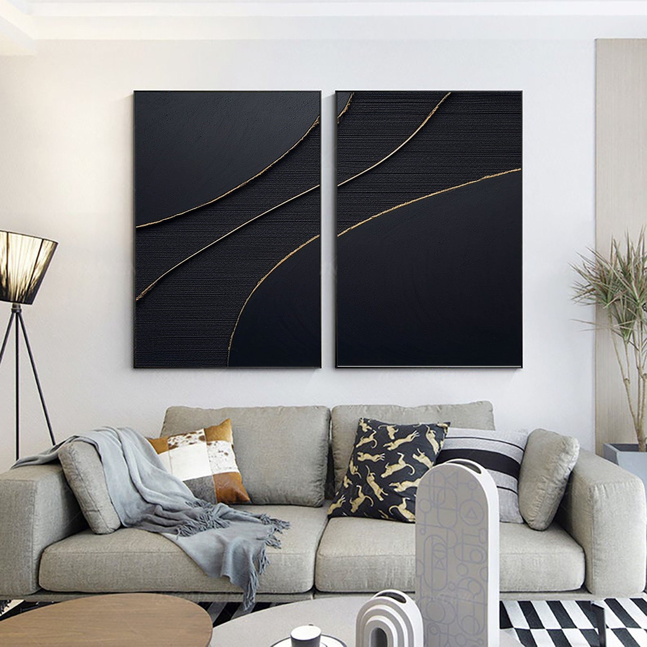 Black Minimalist Painting Set Of 2 #BMS 005