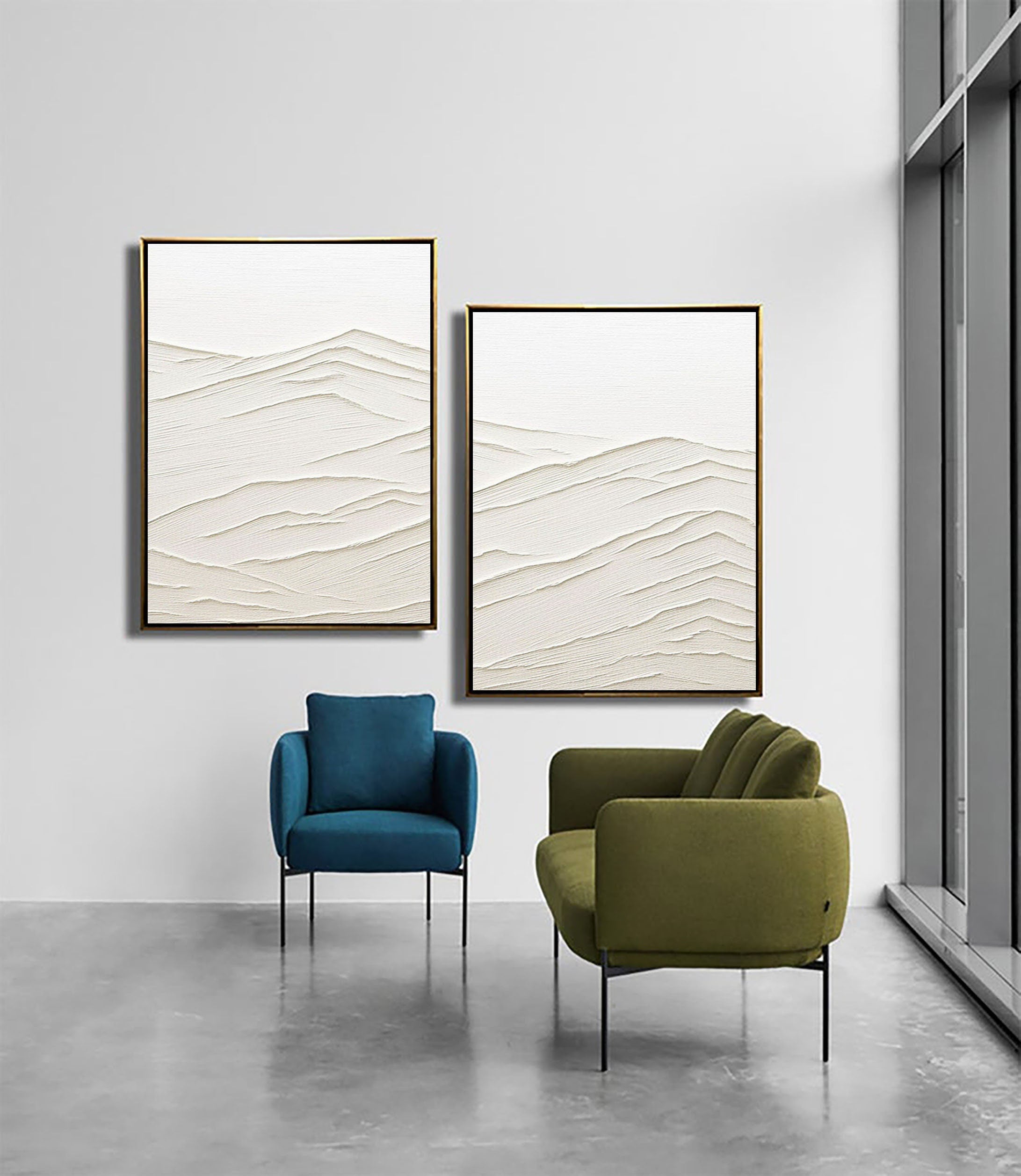White Minimalist Painting Set Of 2 #WMS 022