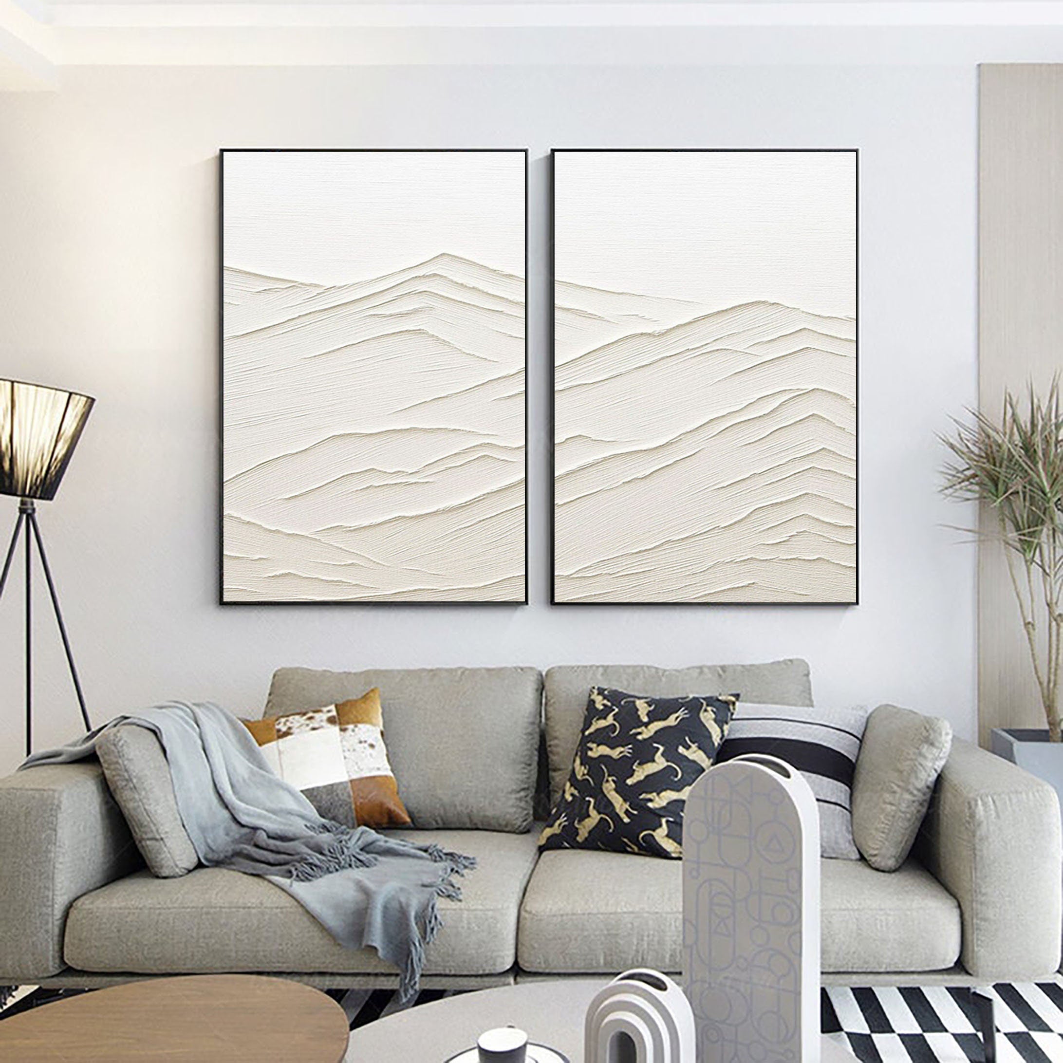 White Minimalist Painting Set Of 2 #WMS 022