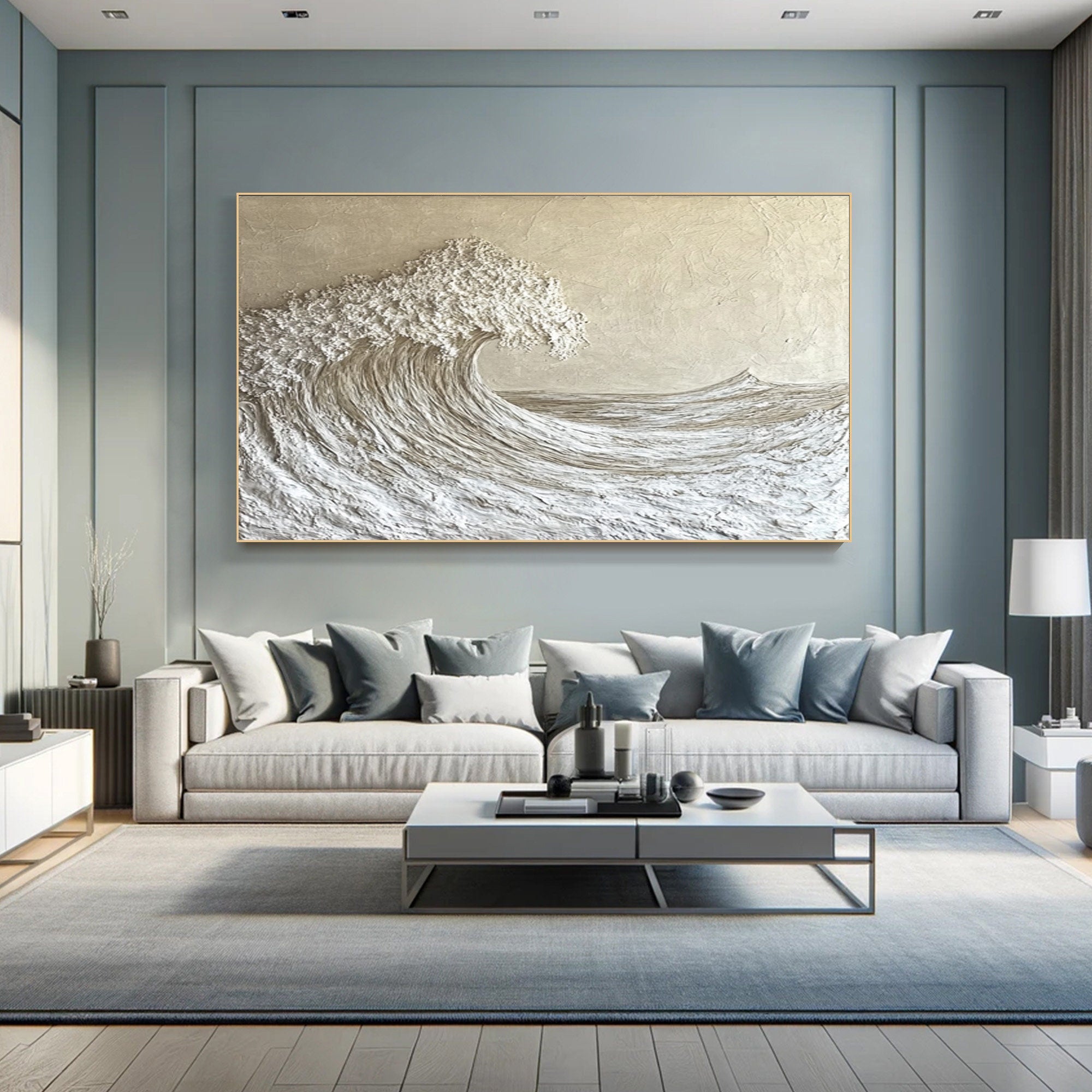 High-End 3D Wave Painting Luxury Wall Decor for Elegant Interiors #BBM 048
