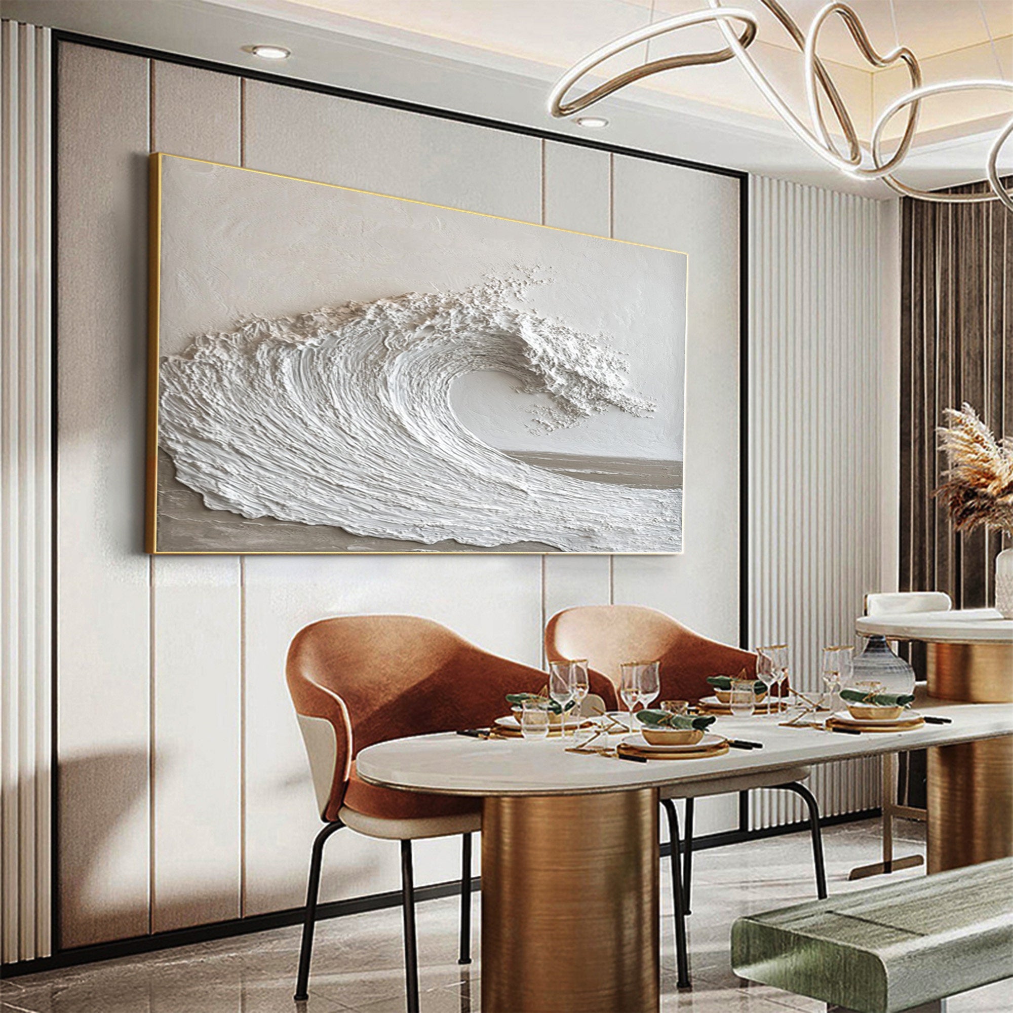 High-End 3D Wave Painting Luxury Wall Decor for Elegant Interiors #BBM 047