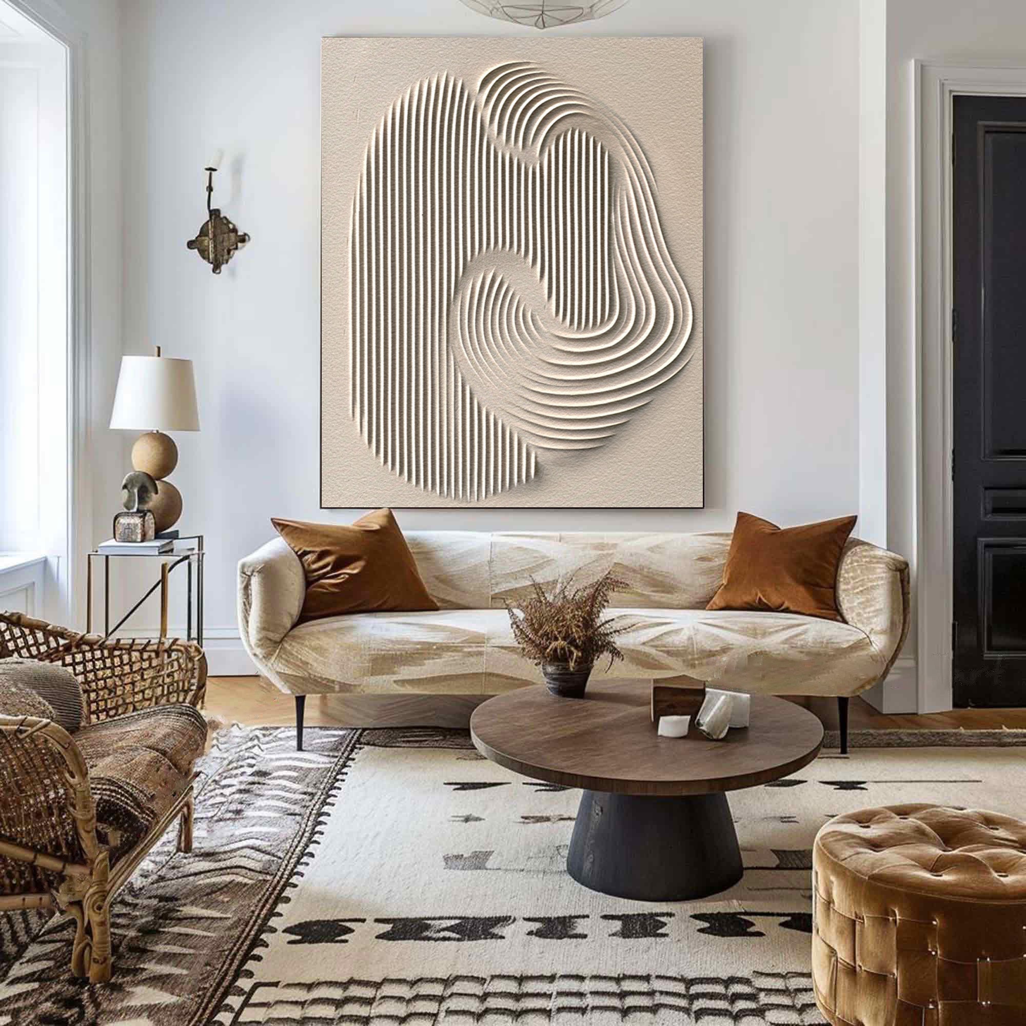 Abstract Canvas Wall Art - Minimalist White Painting for Modern Homes #BBS 032