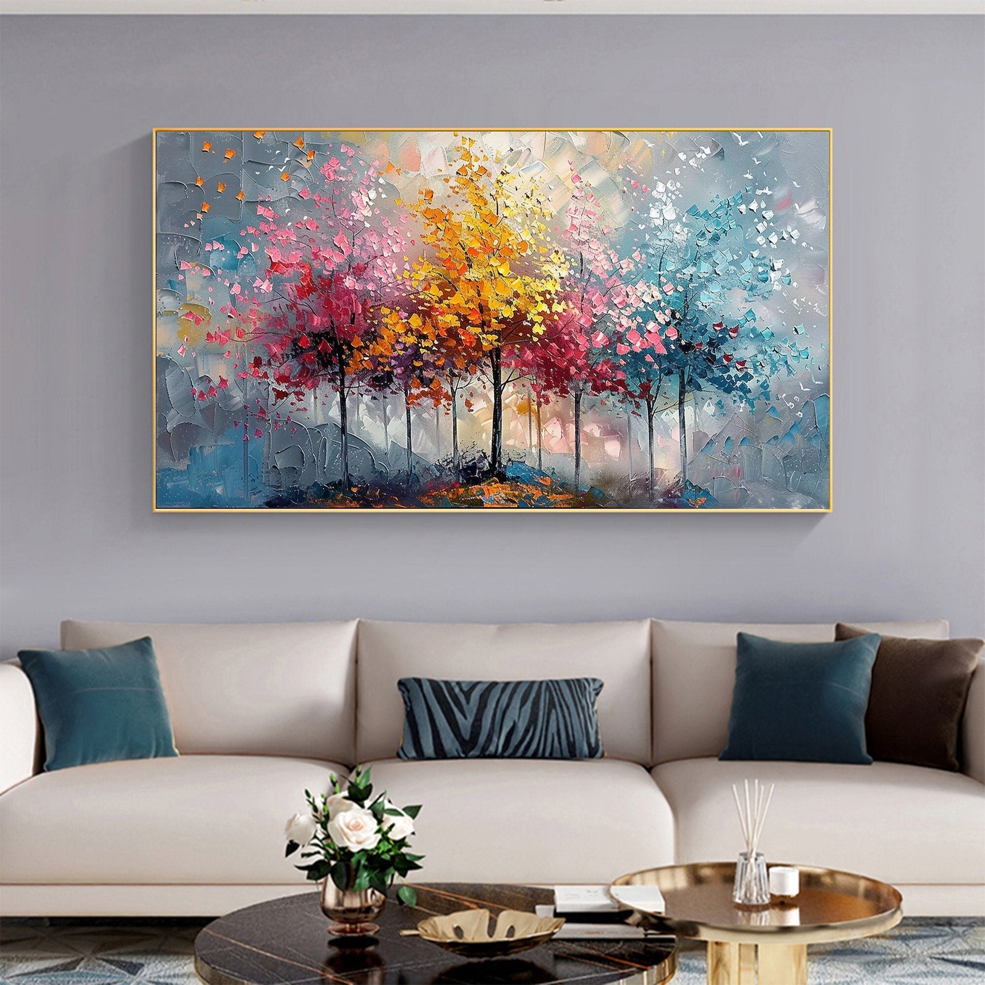 Colorful Tree Abstract Canvas Art for Modern Interiors #CAP 025