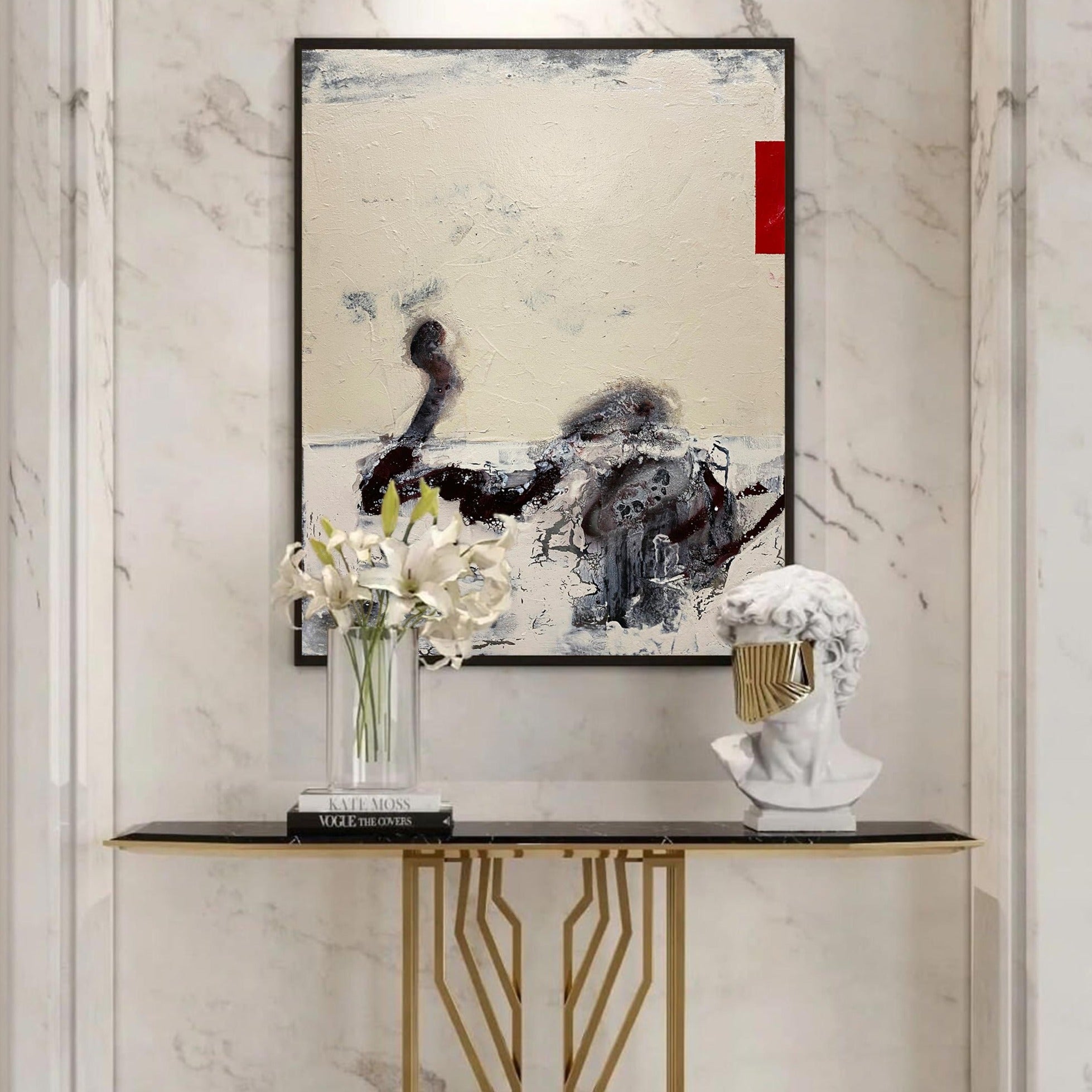 Peinture abstraite beige #ABAV176