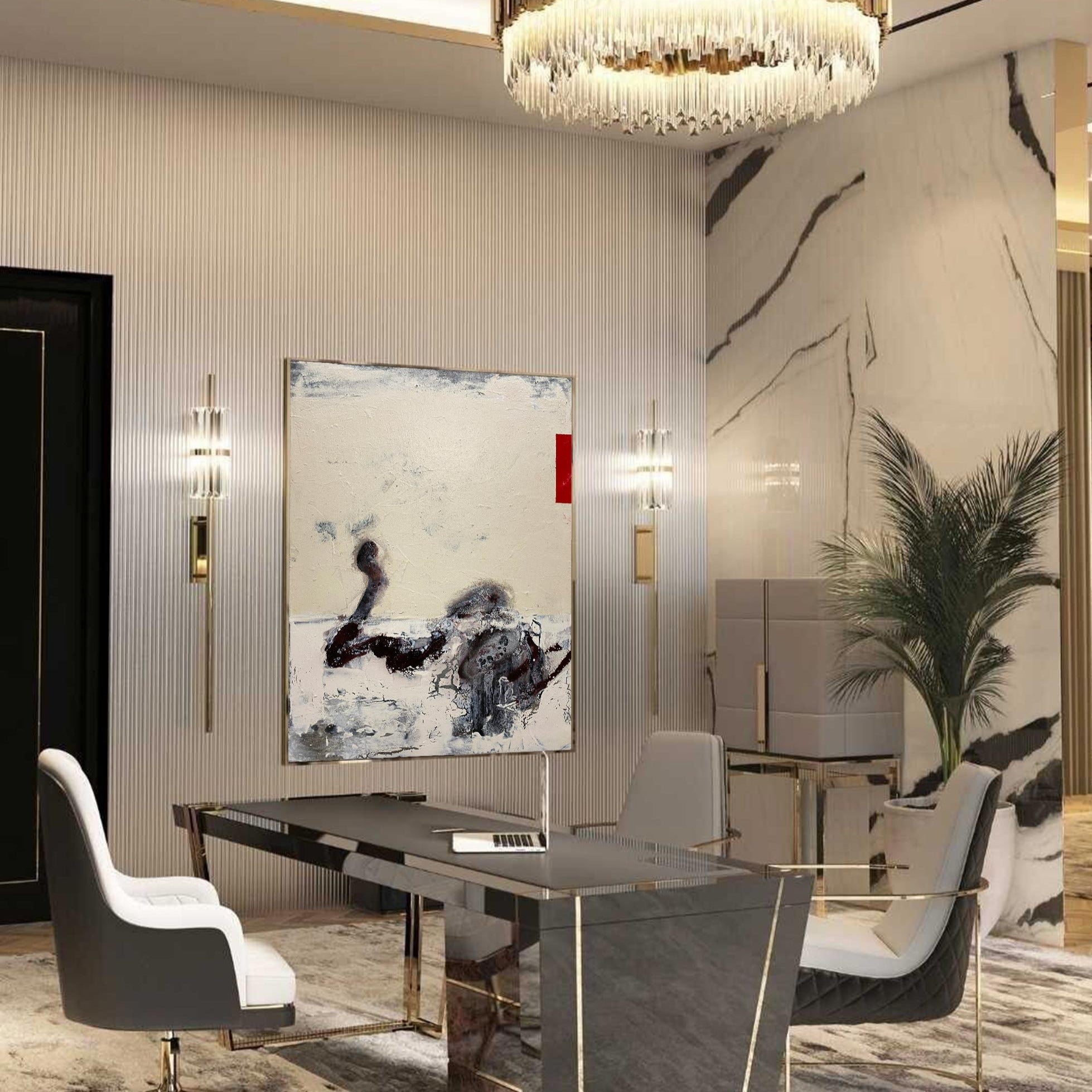 Peinture abstraite beige #ABAV176