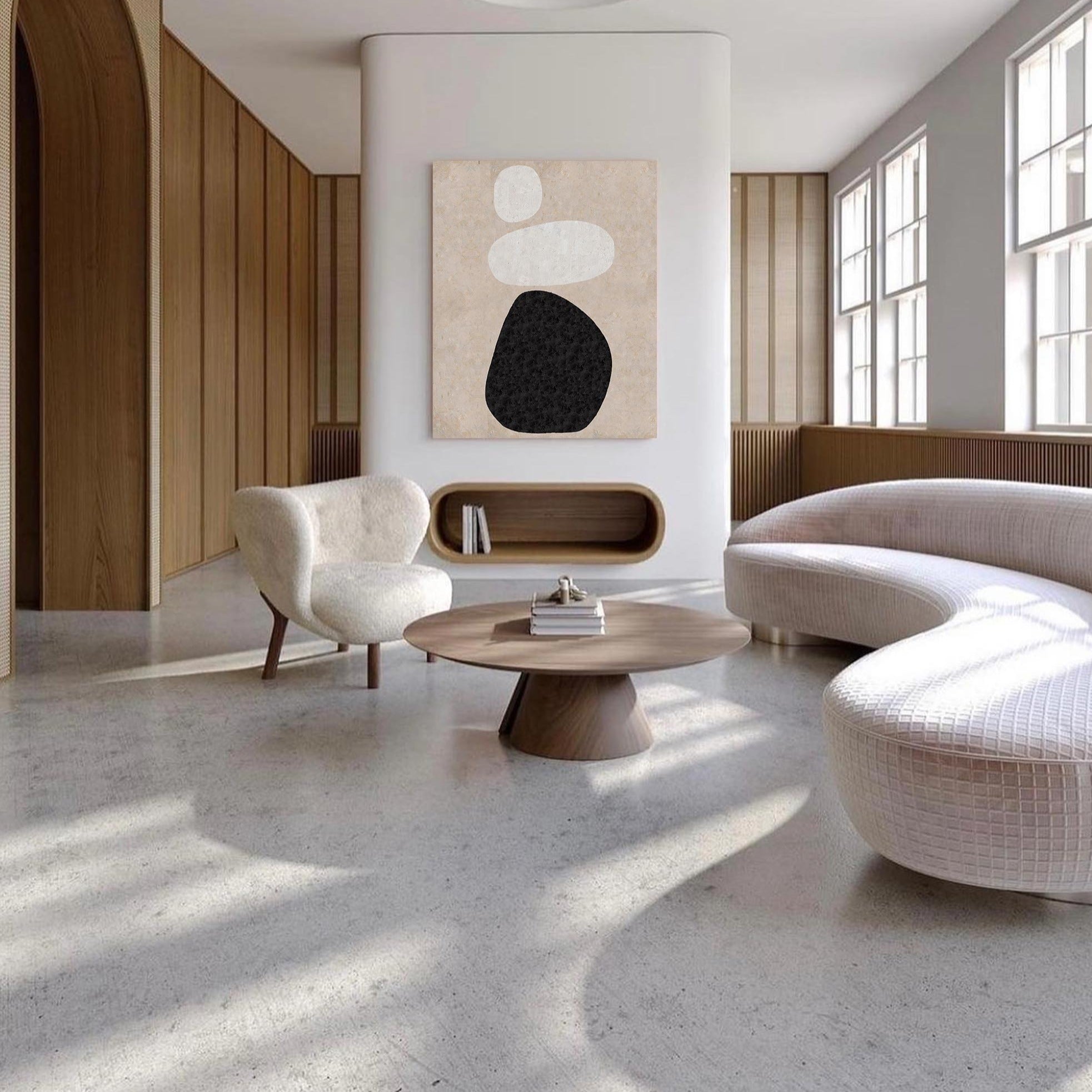 Peinture abstraite minimaliste beige #ABAV195