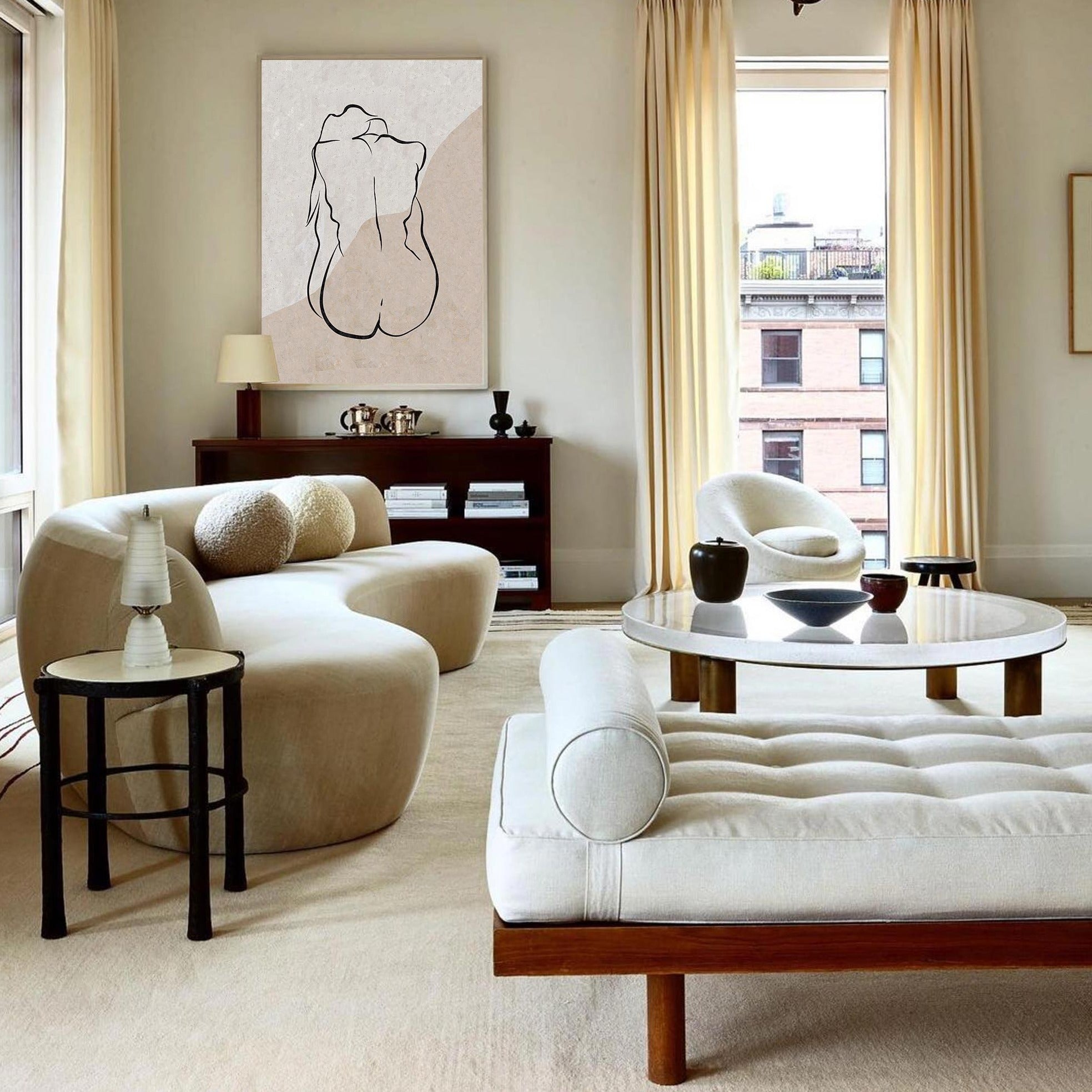 Peinture abstraite minimaliste beige #ABAV202