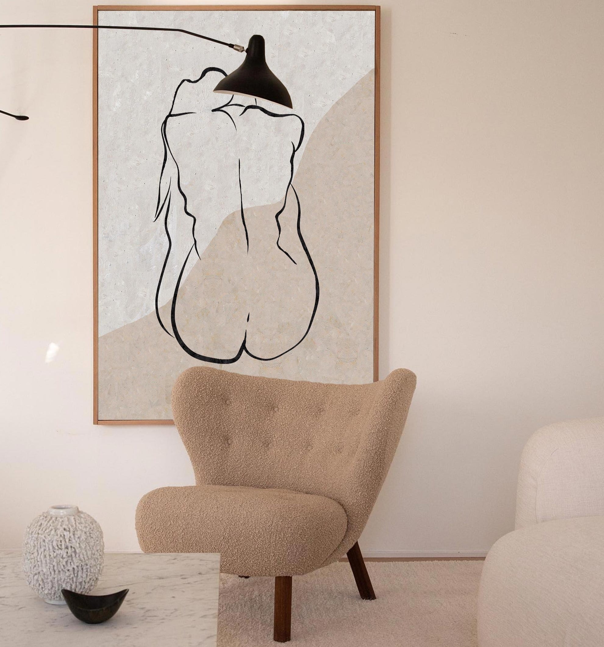 Peinture abstraite minimaliste beige #ABAV202