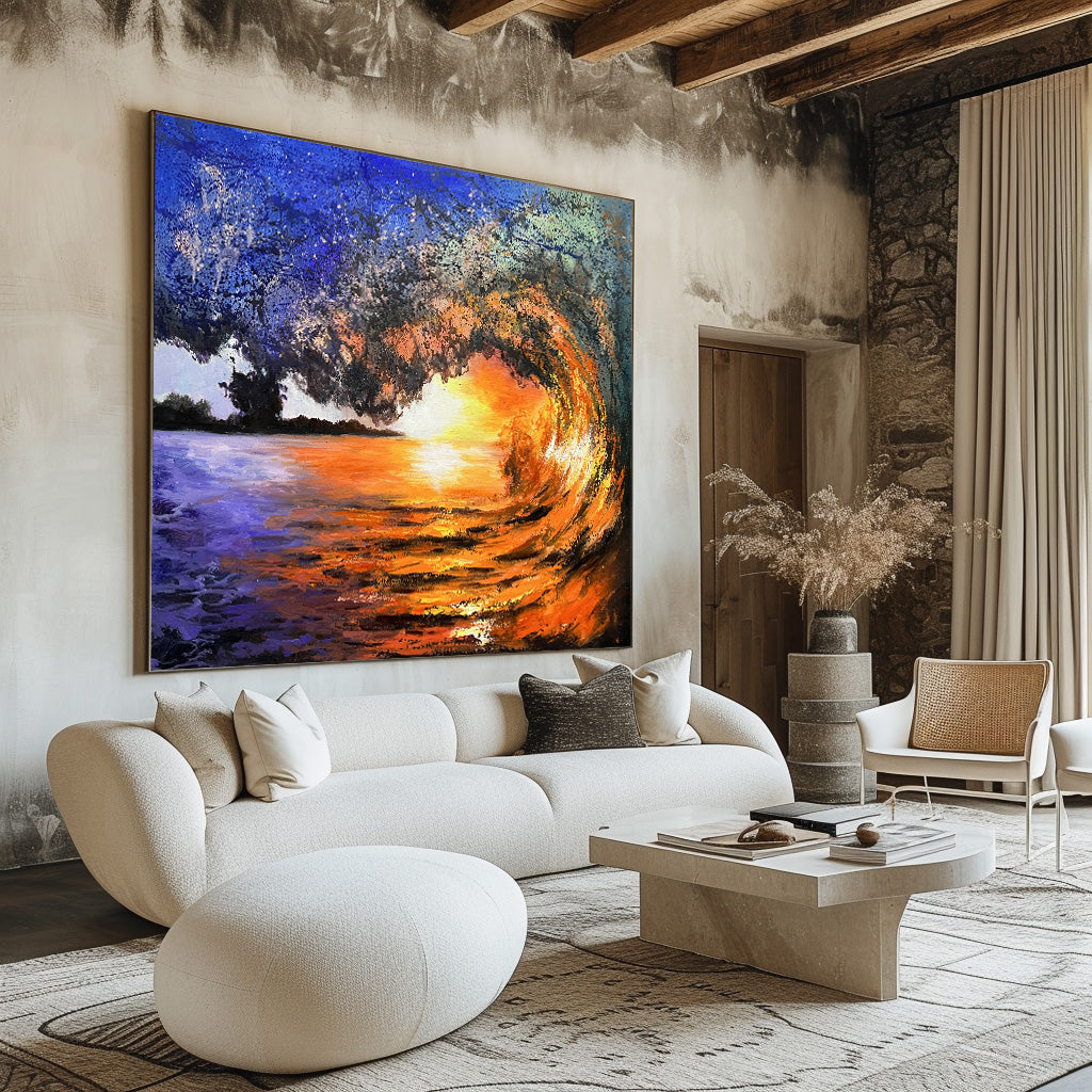 Sunset And Wave Landscapes Painting #ABSH44