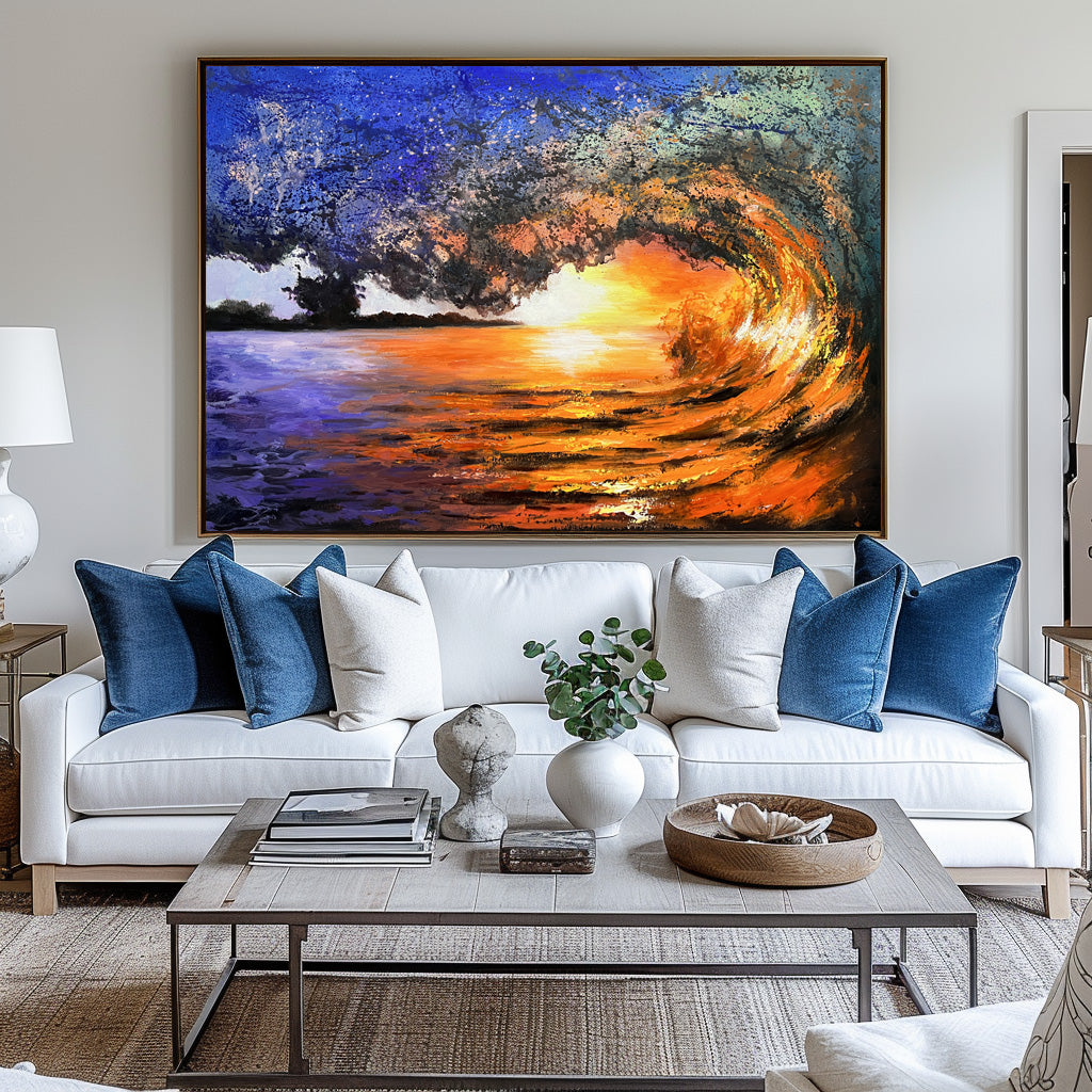Sunset And Wave Landscapes Painting #ABSH44